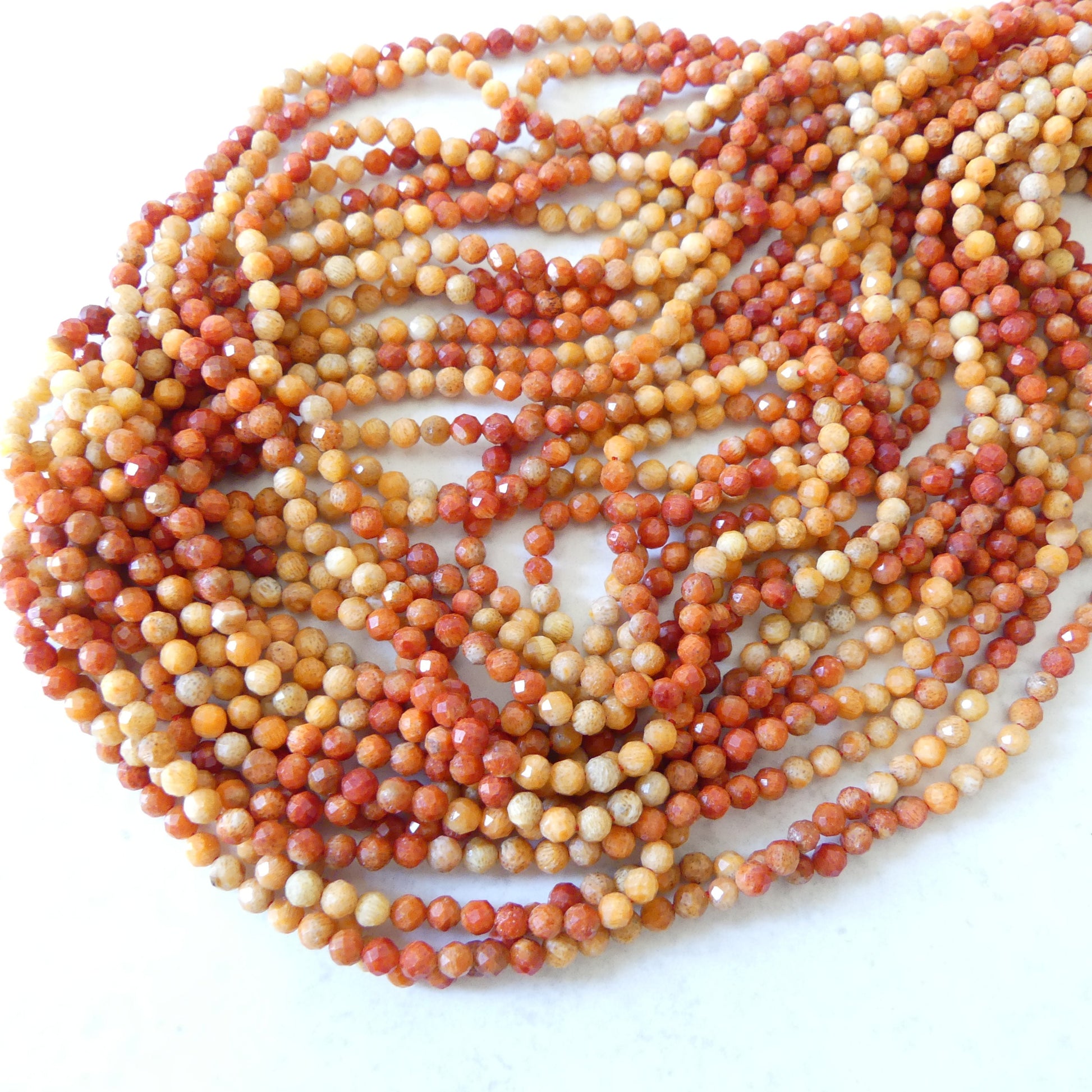 3.5mm Natural Sponge Coral Beads Micro Faceted Beads Genuine Ombre Coral Beads 15" Sparkly Gemstone Beads for Jewelry Making Gift crafter