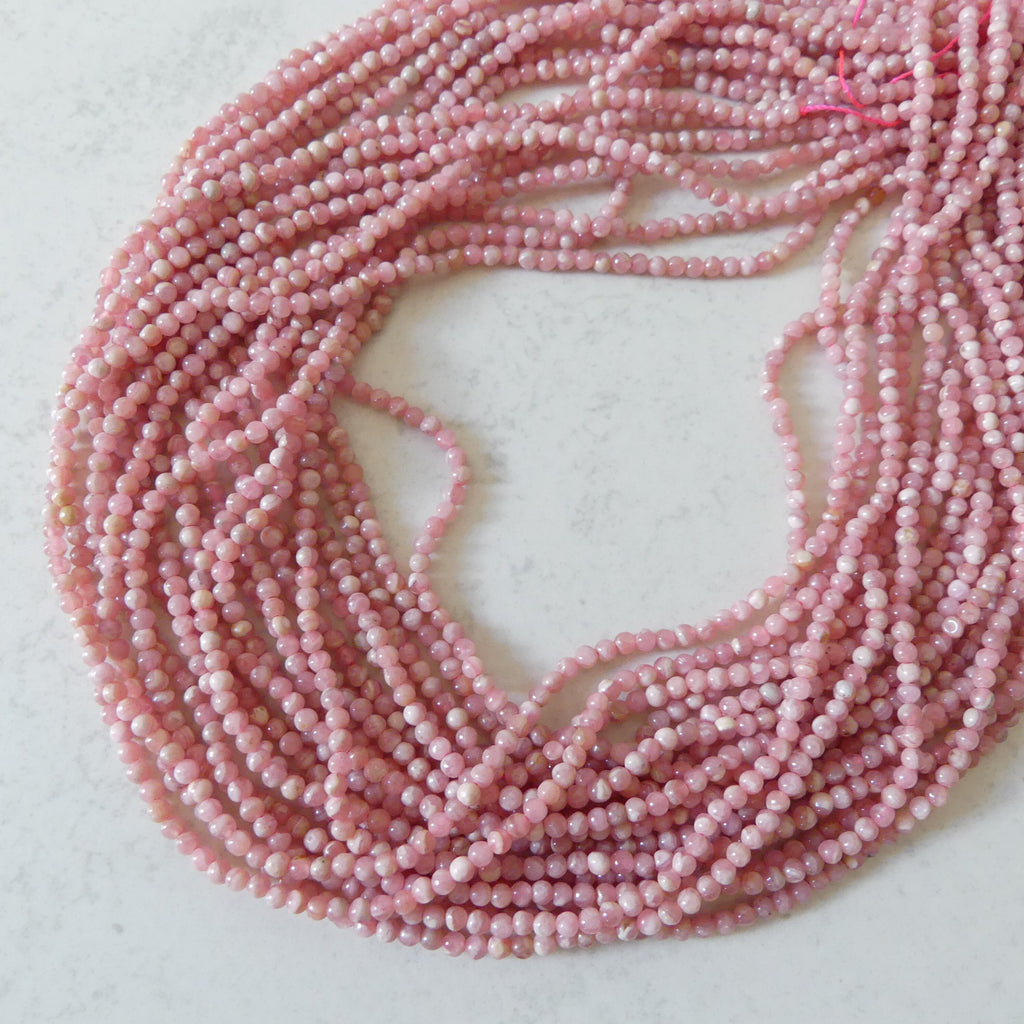 2.5mm Natural Rhodochrosite Smooth Beads 15" Nude Pink Genuine Gemstone Beads Jewelry Making Beading Craft Gift Beads Self-Love Abundance