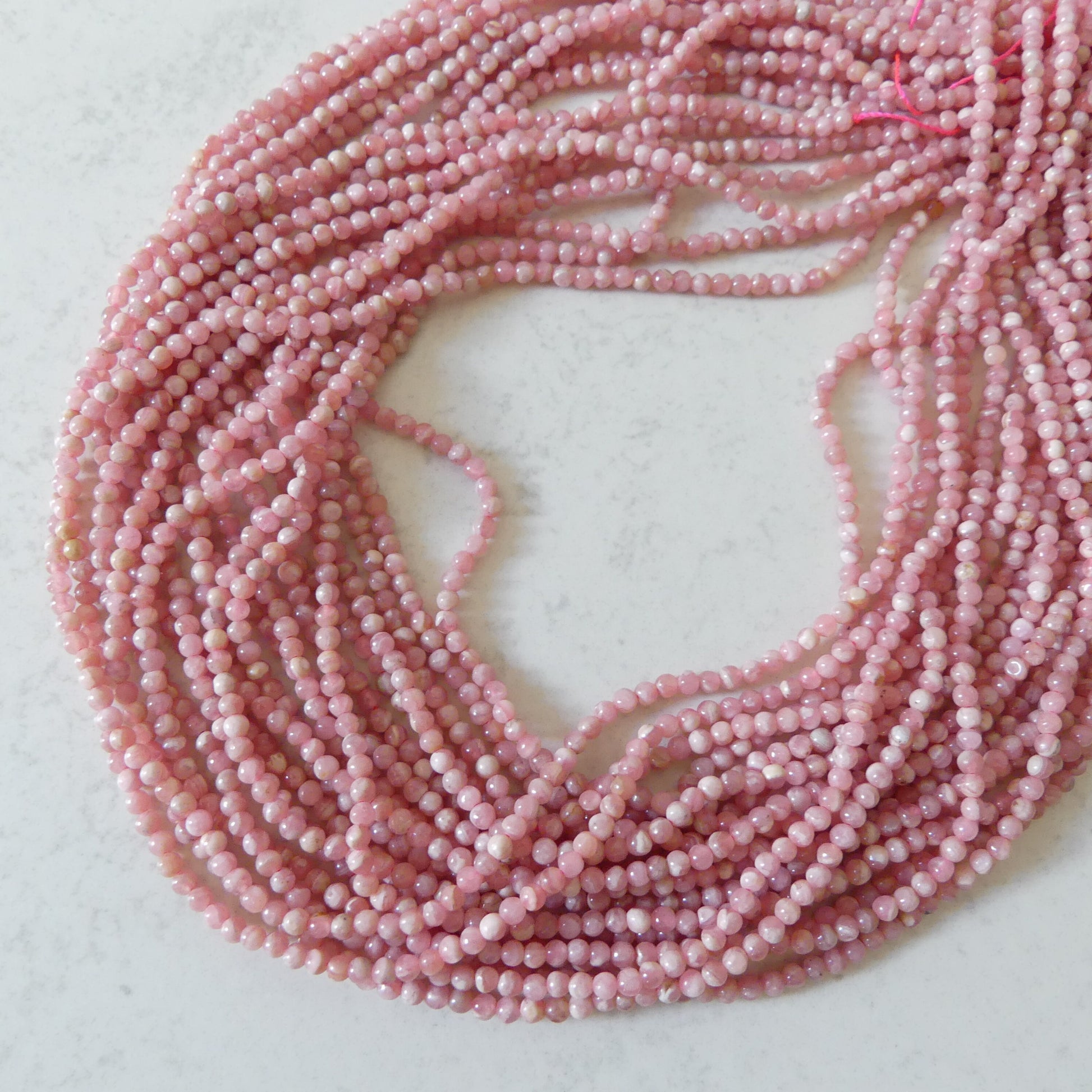 2.5mm Natural Rhodochrosite Smooth Beads 15" Nude Pink Genuine Gemstone Beads Jewelry Making Beading Craft Gift Beads Self-Love Abundance