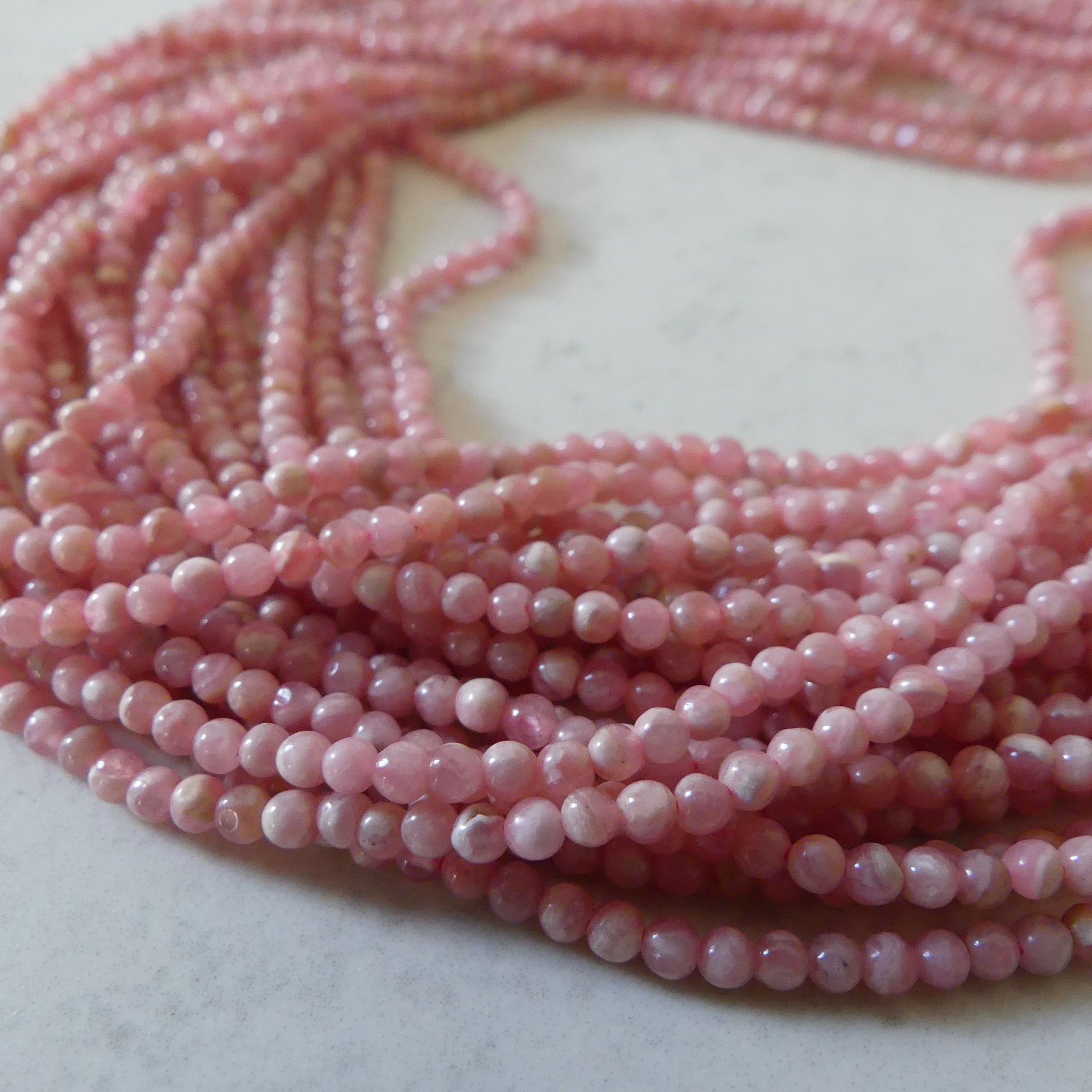 2.5mm Natural Rhodochrosite Smooth Beads 15" Nude Pink Genuine Gemstone Beads Jewelry Making Beading Craft Gift Beads Self-Love Abundance