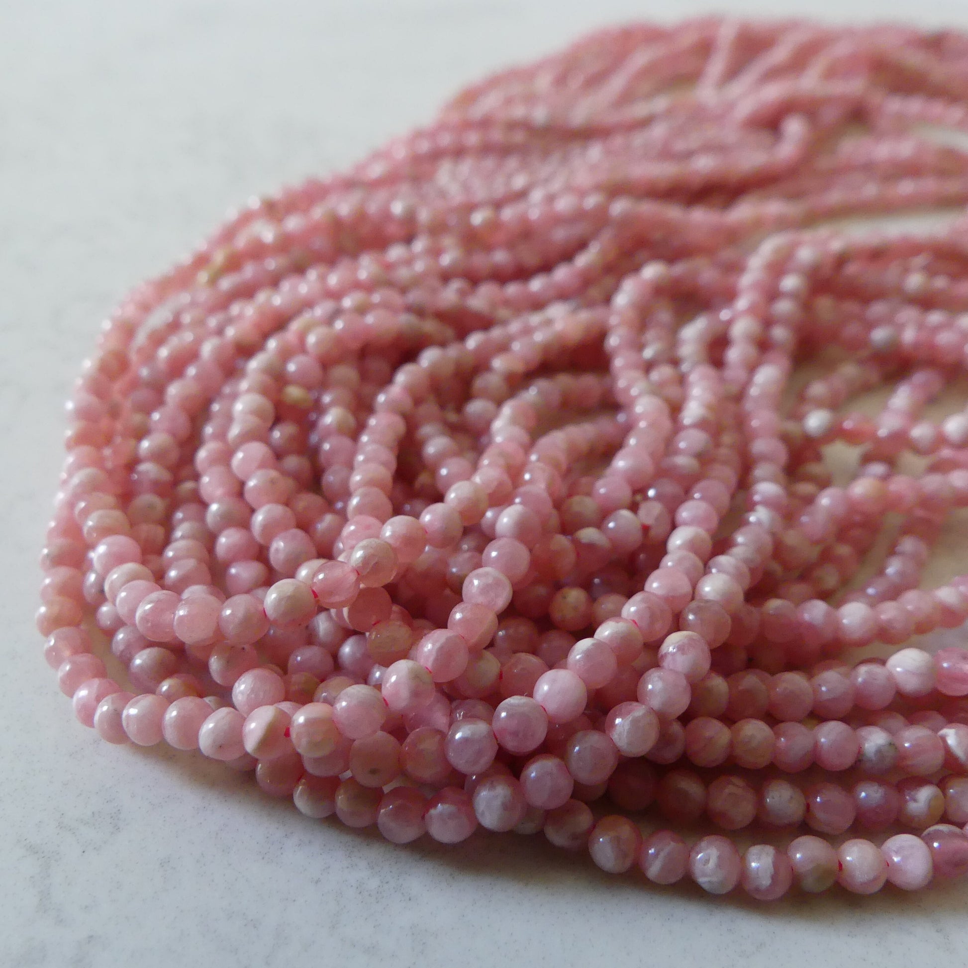 2.5mm Natural Rhodochrosite Smooth Beads 15" Nude Pink Genuine Gemstone Beads Jewelry Making Beading Craft Gift Beads Self-Love Abundance