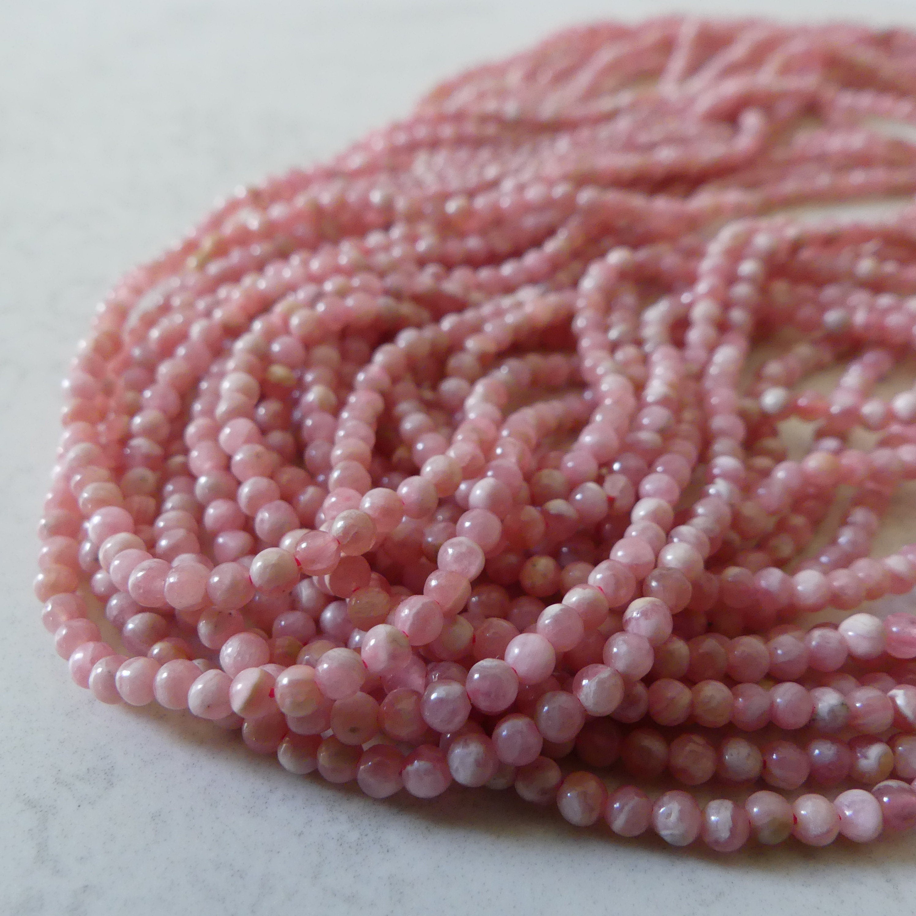 2.5mm Natural Rhodochrosite Smooth Beads 15" Nude Pink Genuine Gemstone Beads Jewelry Making Beading Craft Gift Beads Self-Love Abundance