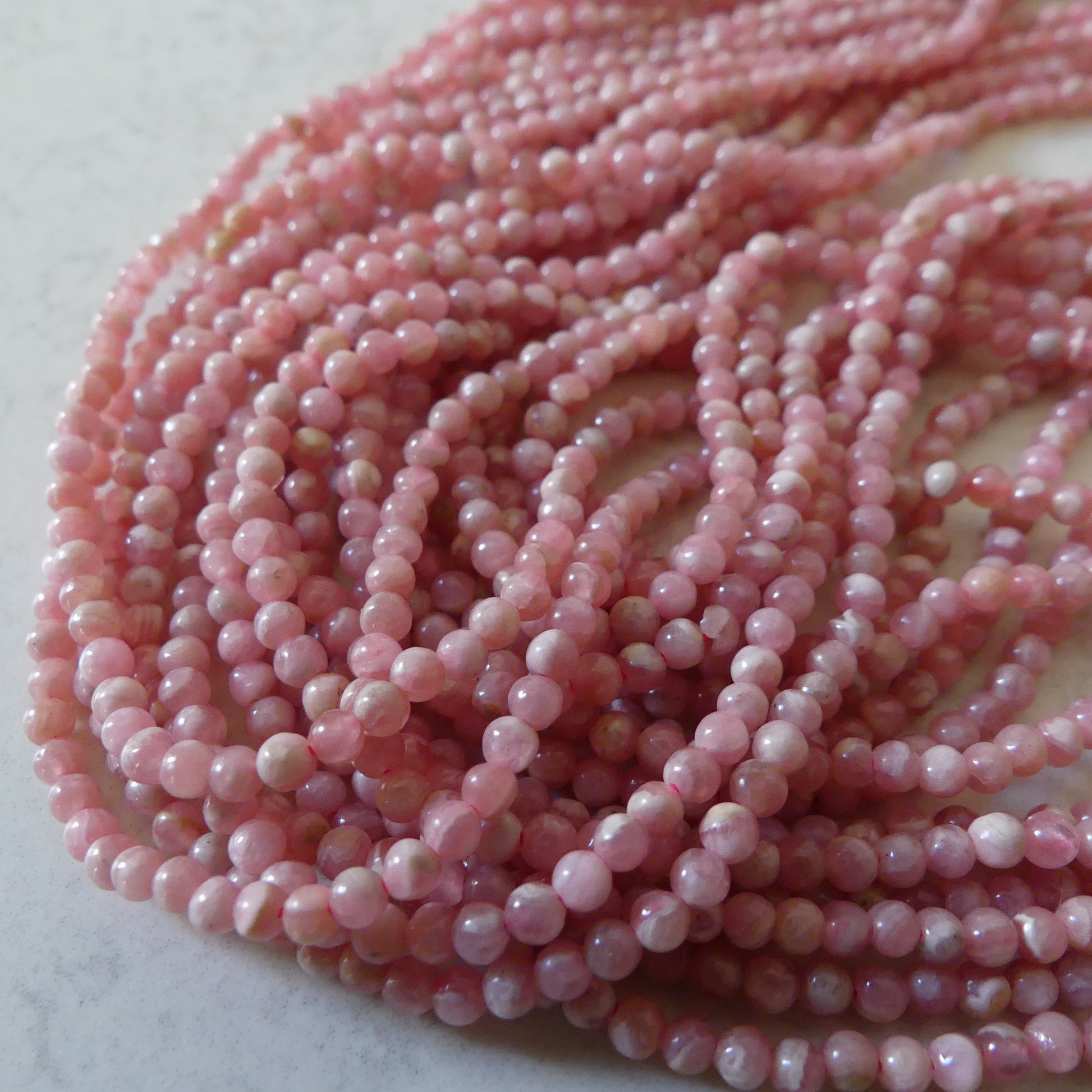 2.5mm Natural Rhodochrosite Smooth Beads 15" Nude Pink Genuine Gemstone Beads Jewelry Making Beading Craft Gift Beads Self-Love Abundance