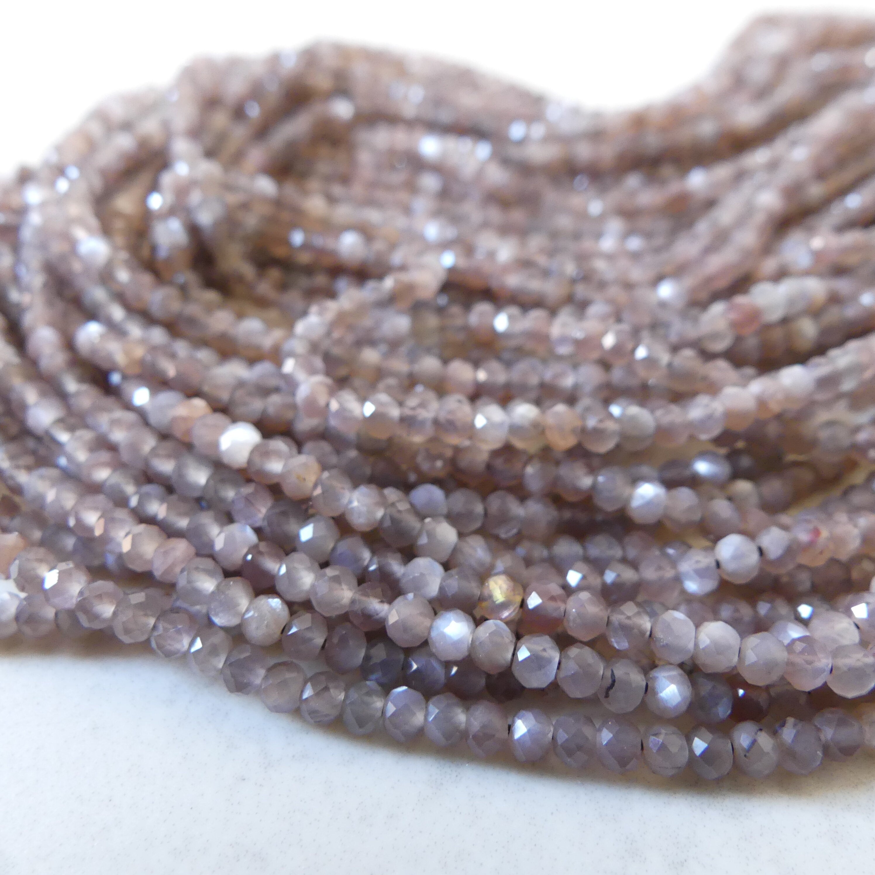 2.5mm Chocolate Moonstone Beads Rondel 13" Faceted Moonstone Gemstone Beads Beading Crafter Gift Fertility Stone June Birthstone DIY Jewelry