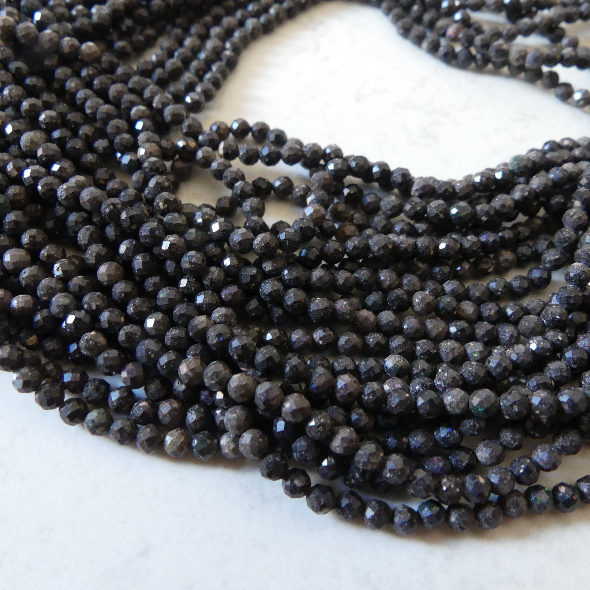 3mm Black Matrix Opal Micro Faceted Beads Genuine Opal Beads 15" Gemstone Beads for Jewelry Making Beading Craft Gift