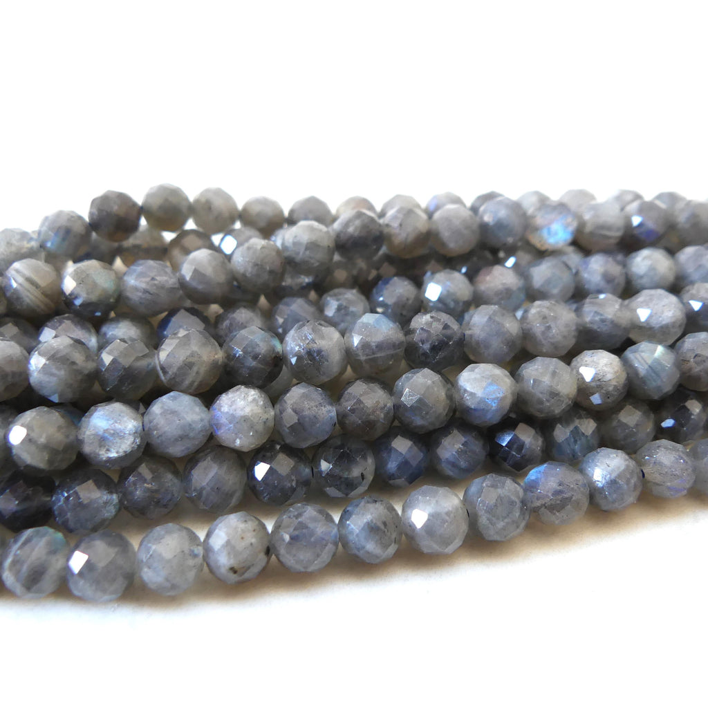6.5mm AAA Labradorite Faceted Beads Genuine Blue Flash Beads 7.5" Sparkly Gemstone Beads for DIY Jewelry Making Crafter Gift