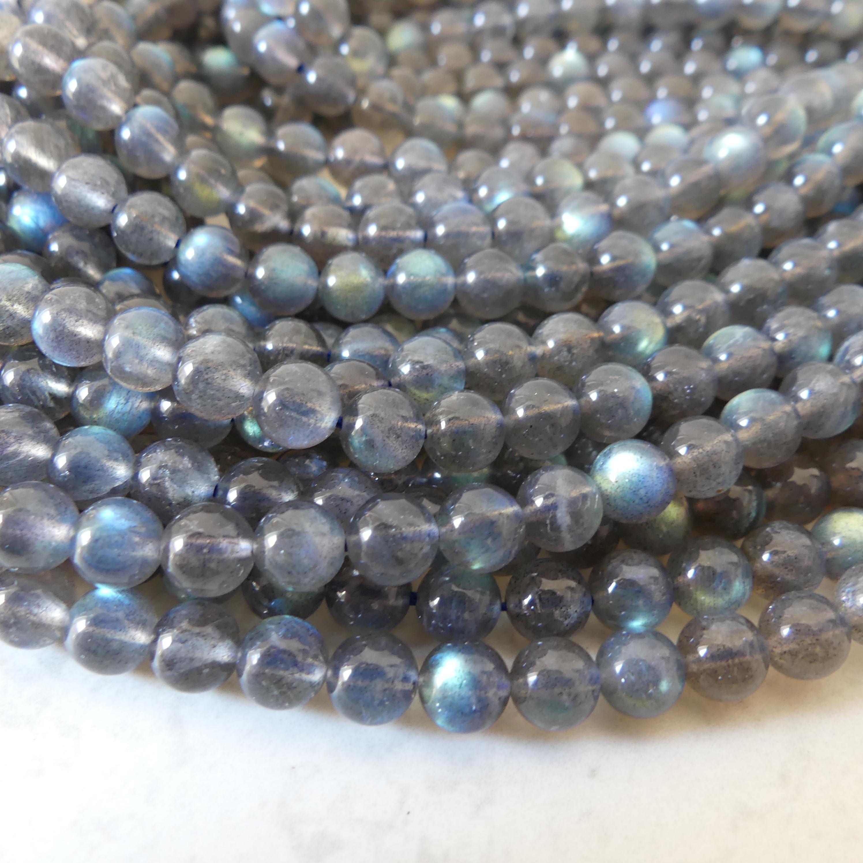 6.5mm AAA Labradorite Smooth Beads Genuine Blue Flash Beads 15" Gemstone Beads for DIY Jewelry Making Crafter Gift