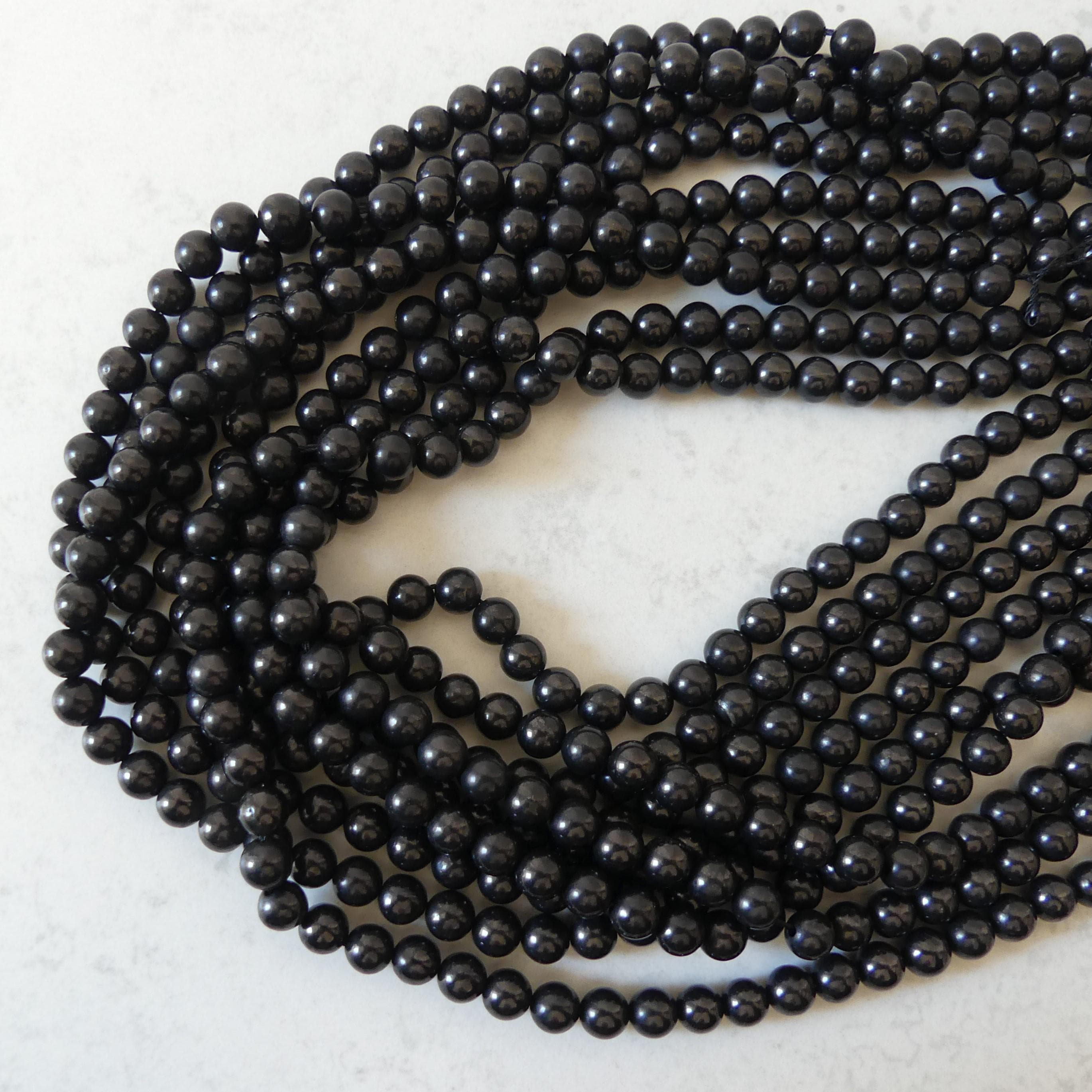 6mm Shungite Smooth Beads 15" Genuine Russian Shungite Beads Black Gemstone Beads Beading Crafter Gift