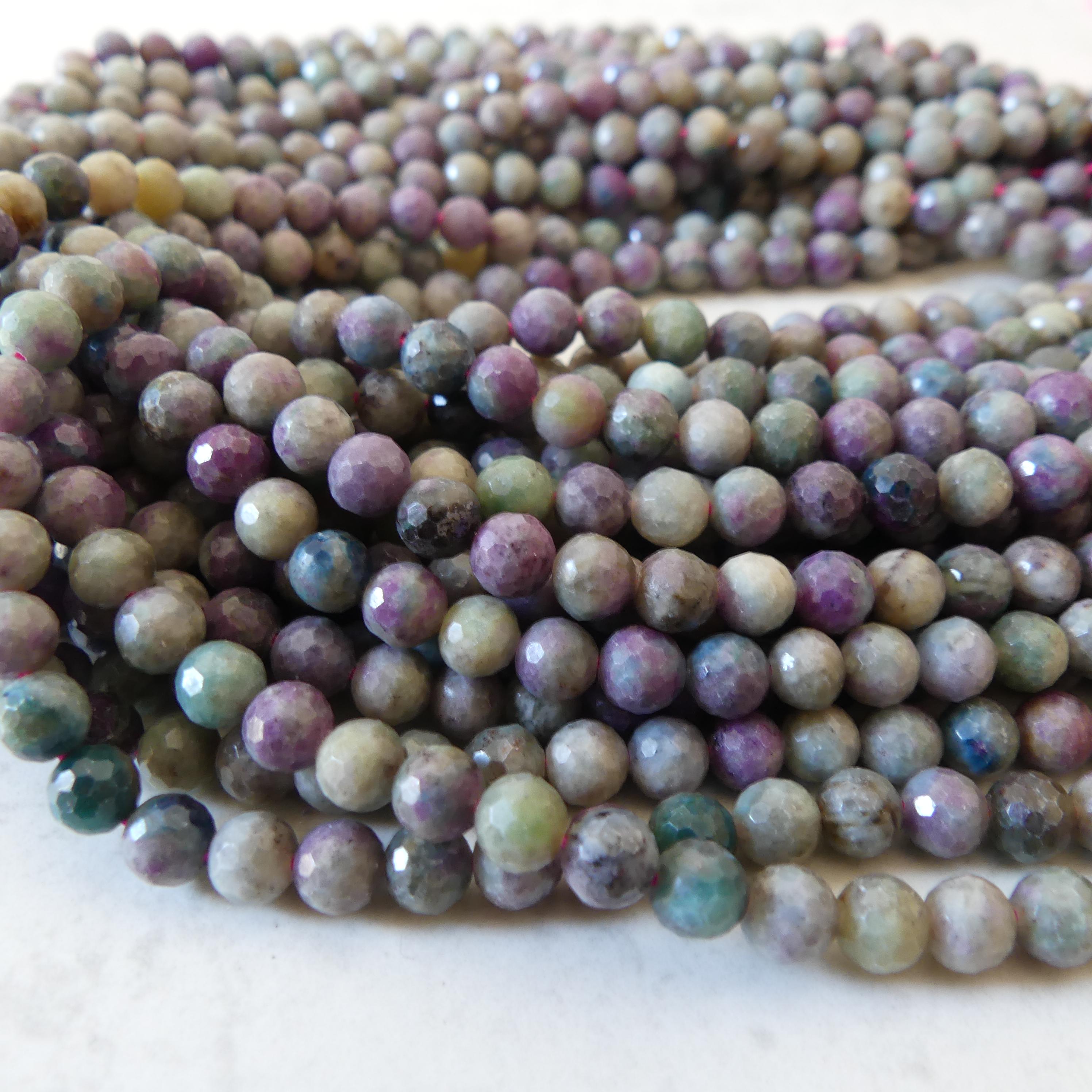 6mm Ruby in Fuchsite Faceted Beads 15" Multi Color Genuine Gemstone Beads for Jewelry Making Beading Craft Gift Beads