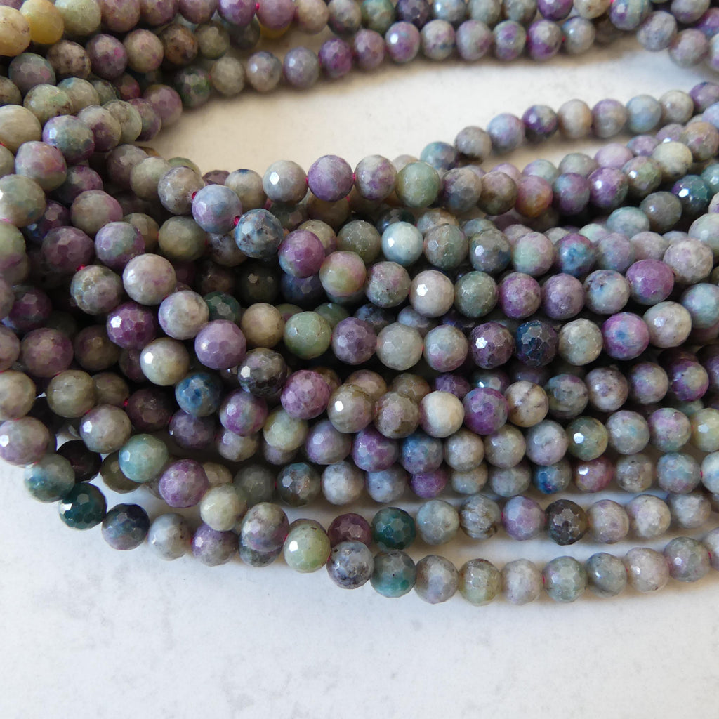 6mm Ruby in Fuchsite Faceted Beads 15" Multi Color Genuine Gemstone Beads for Jewelry Making Beading Craft Gift Beads
