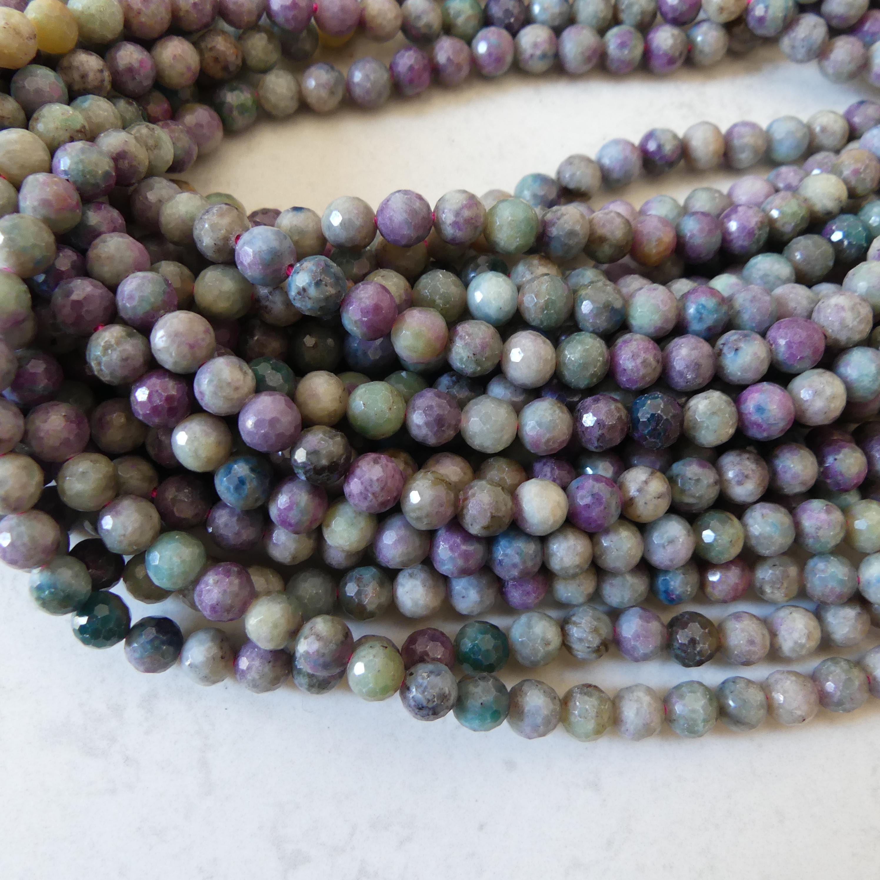 6mm Ruby in Fuchsite Faceted Beads 15" Multi Color Genuine Gemstone Beads for Jewelry Making Beading Craft Gift Beads