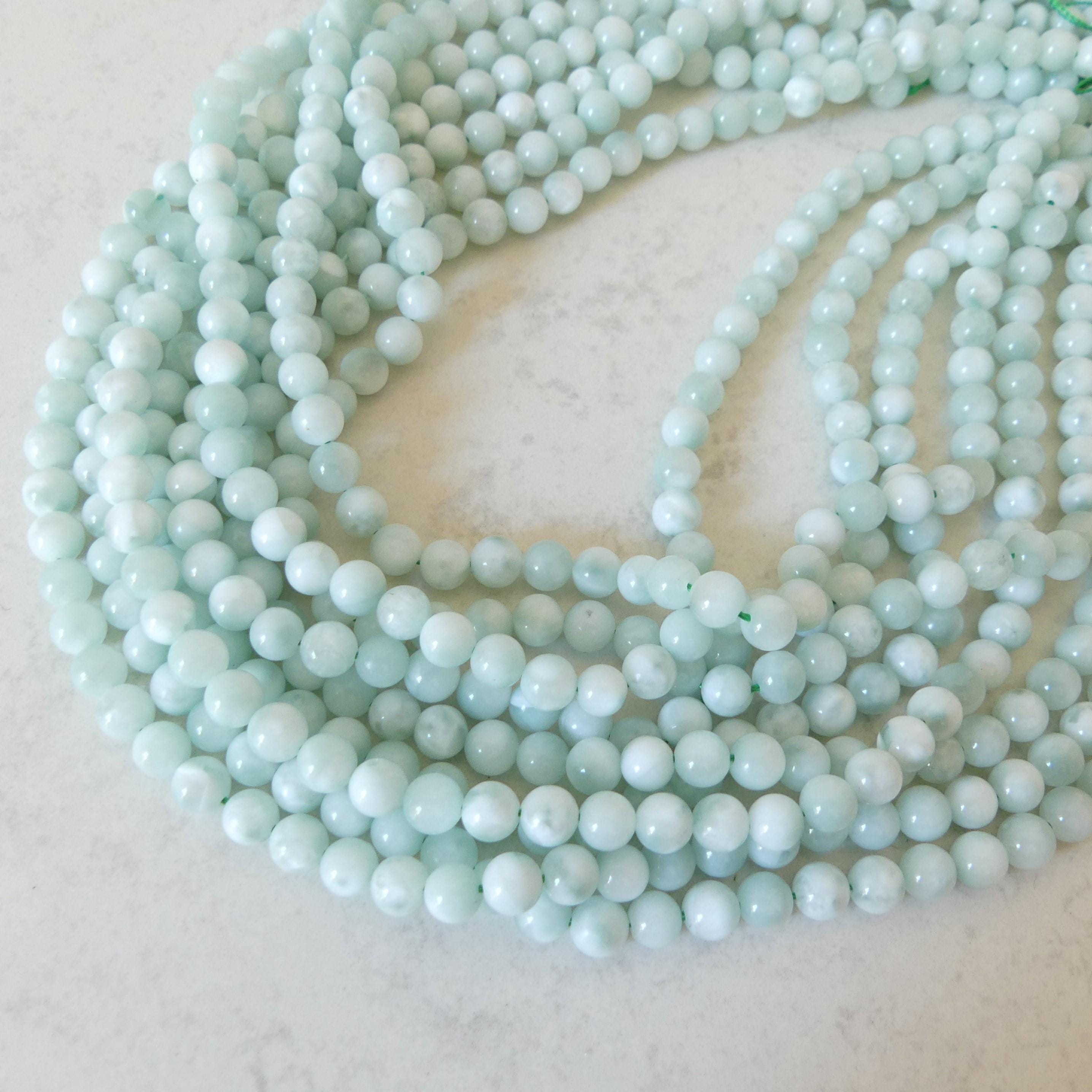 6mm Angelite Smooth Beads 15" Genuine Rare Mint Green Angelite Beads Gemstone Beads Beading Crafter Gift