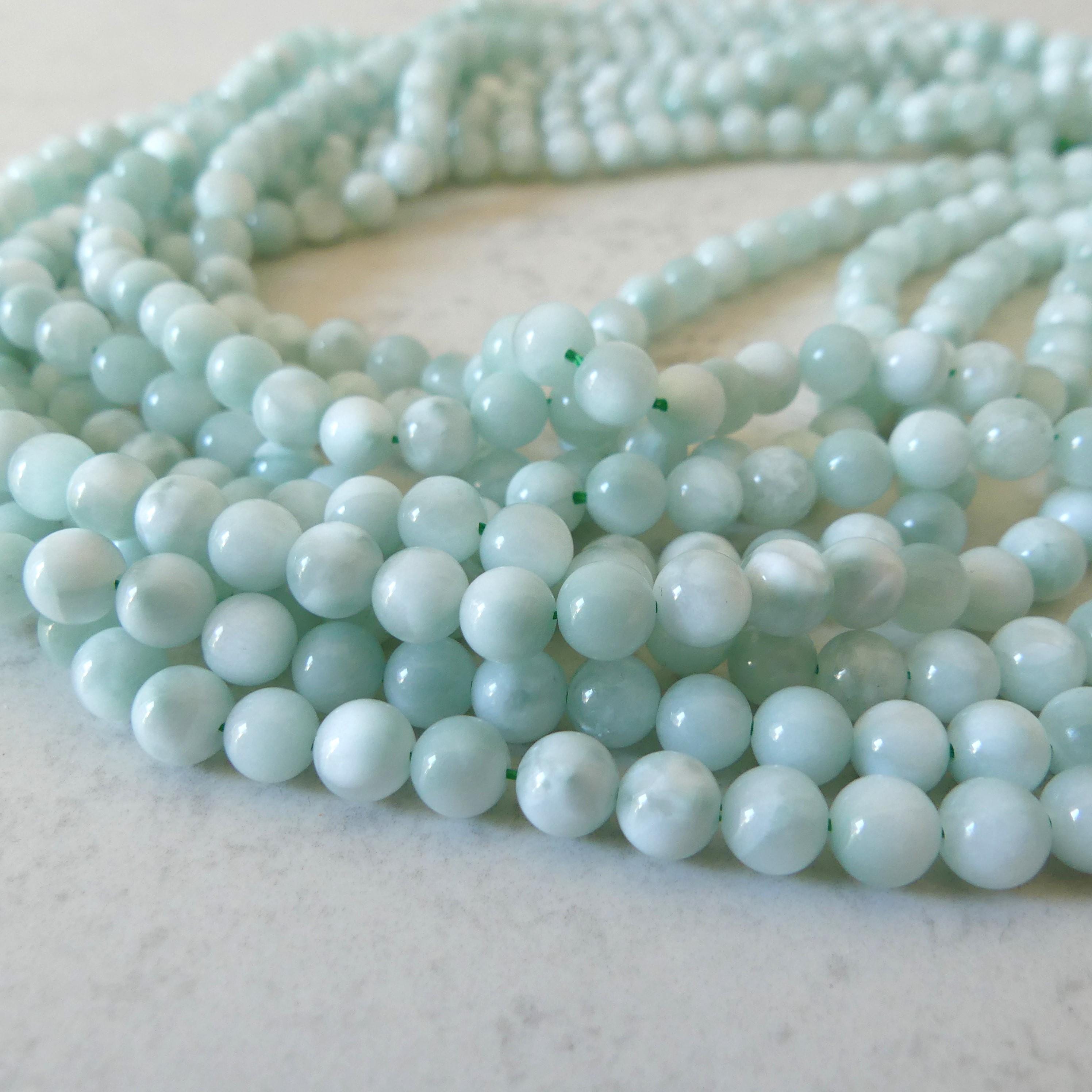 6mm Angelite Smooth Beads 15" Genuine Rare Mint Green Angelite Beads Gemstone Beads Beading Crafter Gift