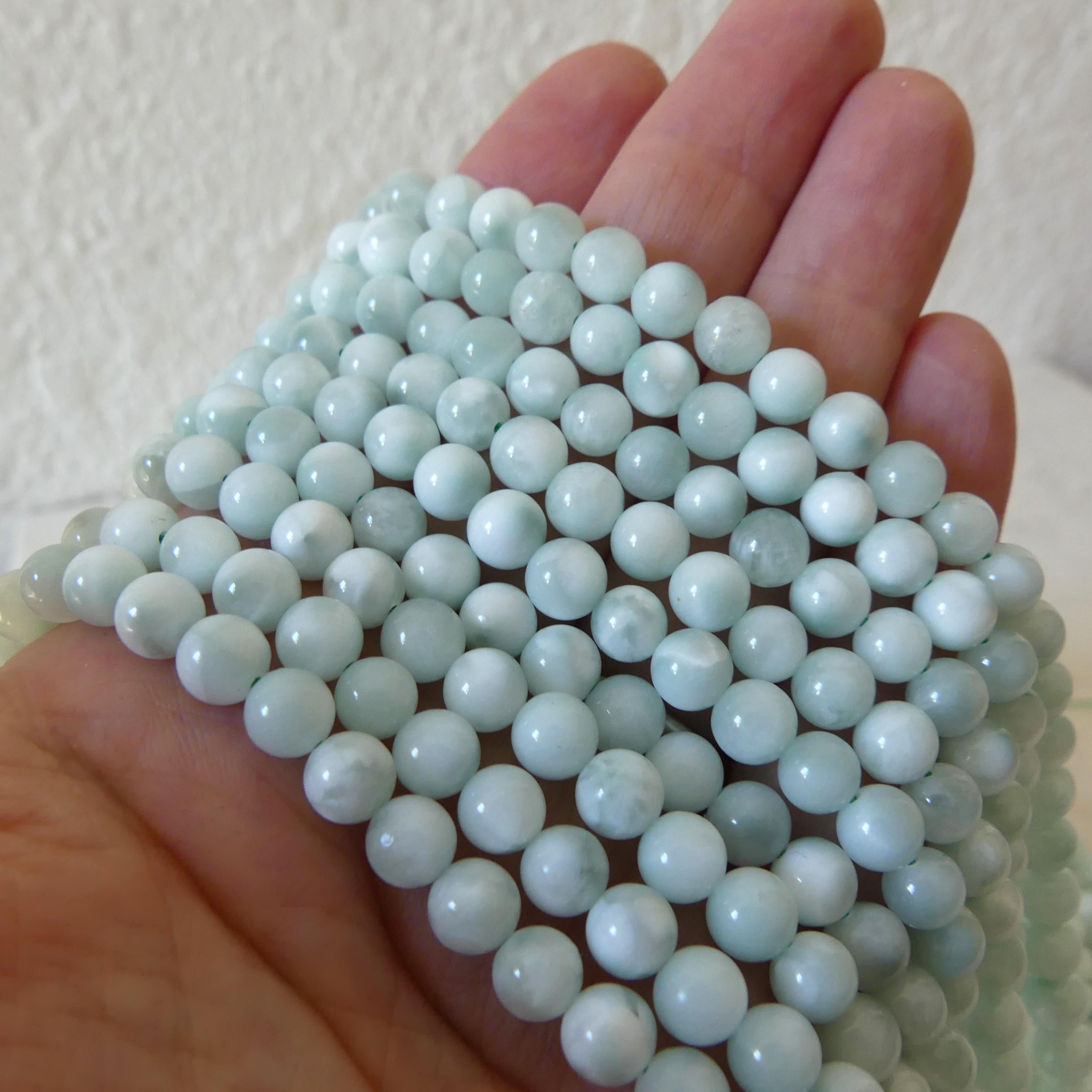 6mm Angelite Smooth Beads 15" Genuine Rare Mint Green Angelite Beads Gemstone Beads Beading Crafter Gift