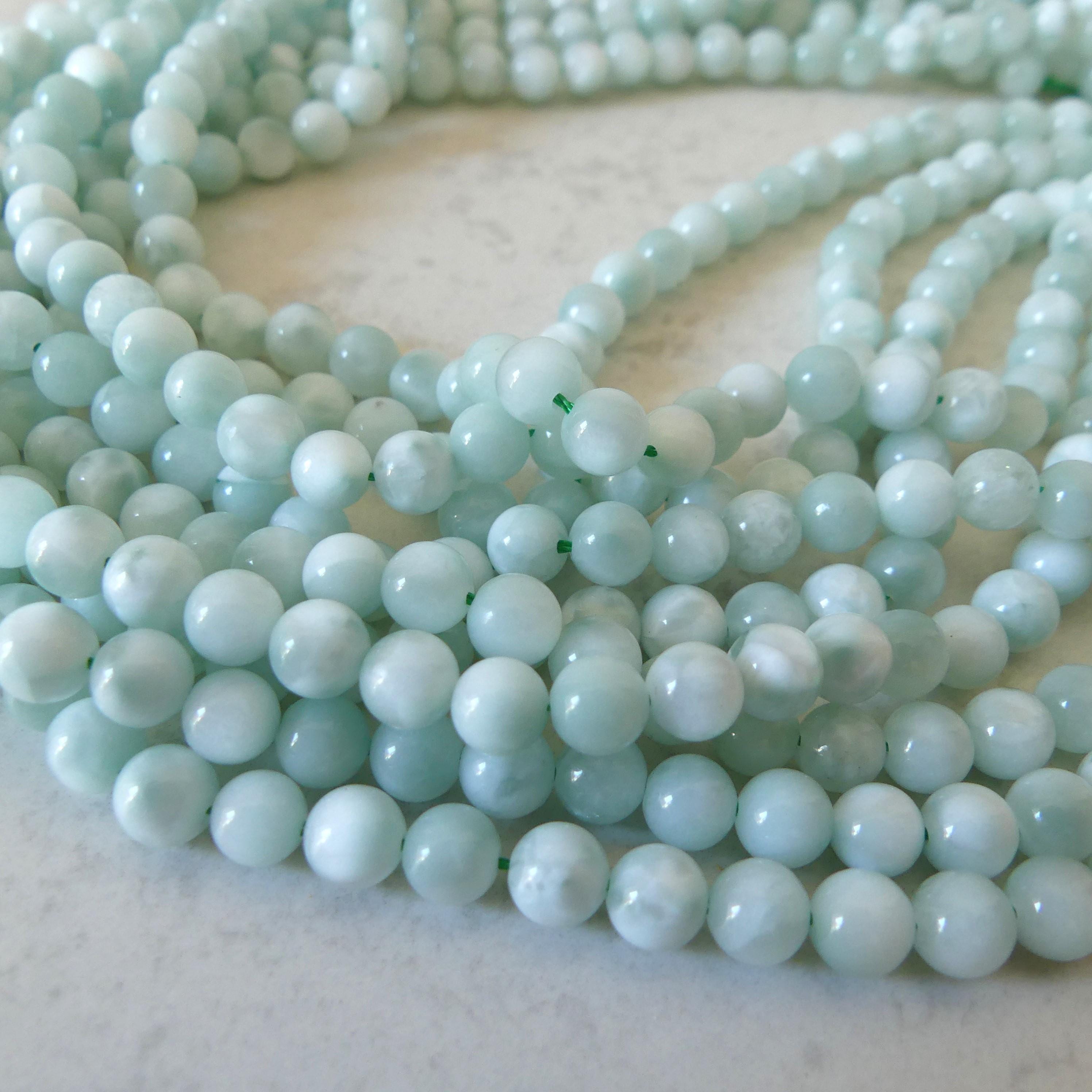 6mm Angelite Smooth Beads 15" Genuine Rare Mint Green Angelite Beads Gemstone Beads Beading Crafter Gift