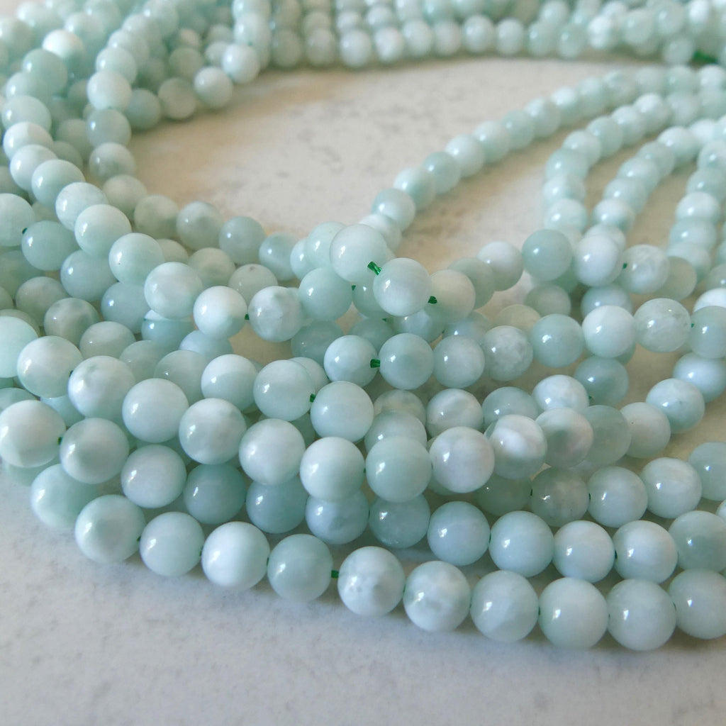 6mm Angelite Smooth Beads 15" Genuine Rare Mint Green Angelite Beads Gemstone Beads Beading Crafter Gift