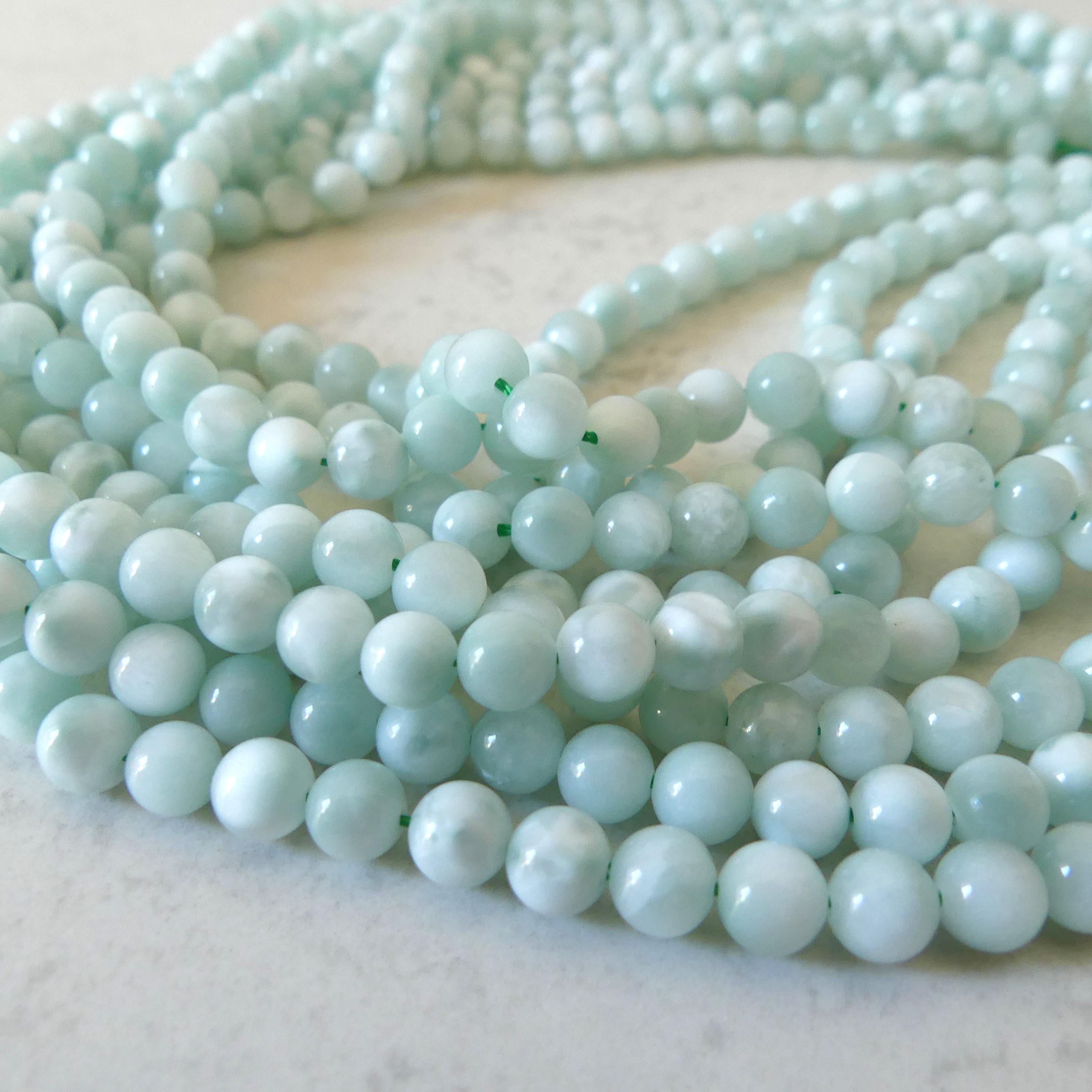 6mm Angelite Smooth Beads 15" Genuine Rare Mint Green Angelite Beads Gemstone Beads Beading Crafter Gift
