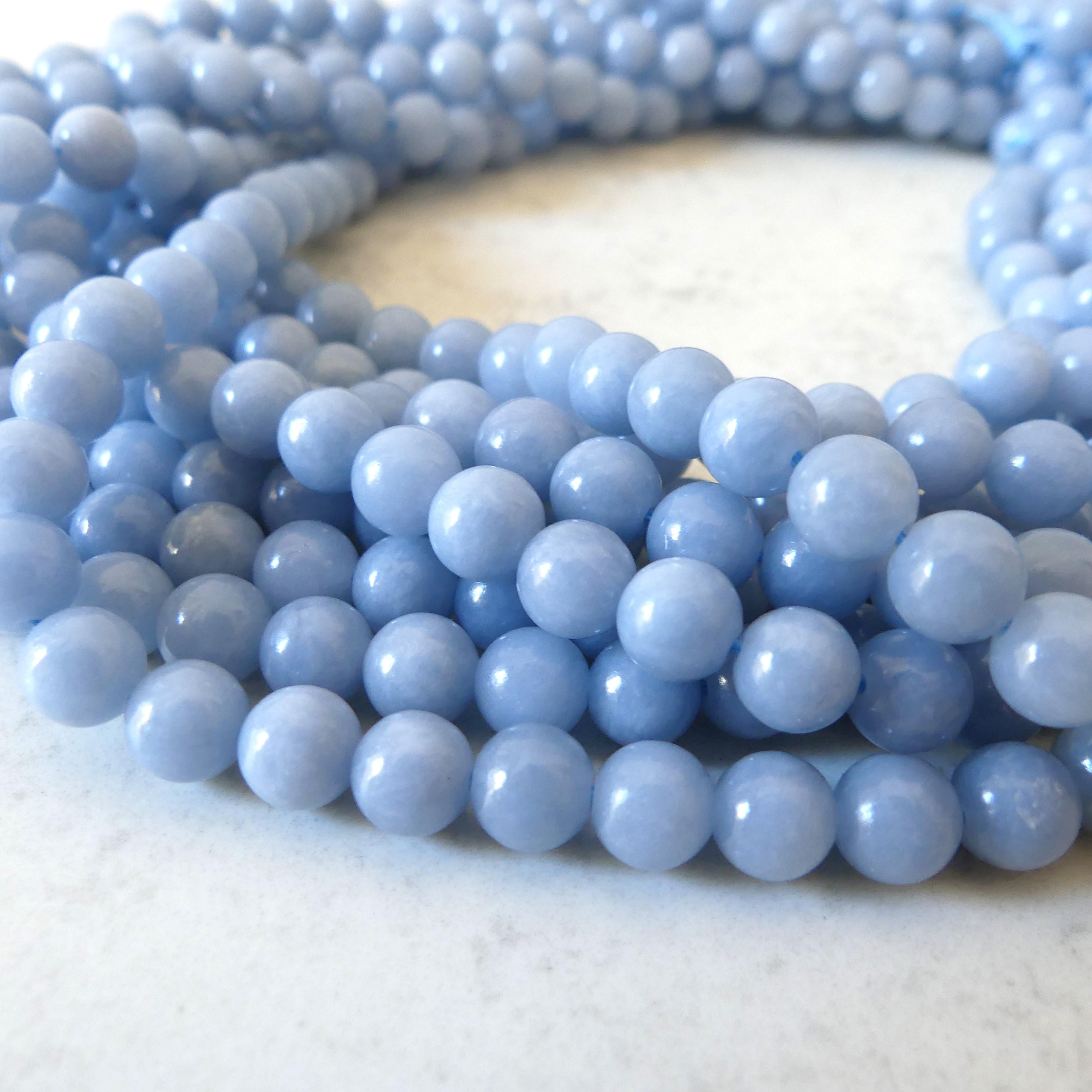 6mm Angelite Smooth Beads 15" Pastel Blue Angelite Beads Gemstone Beads Beading Crafter Gift