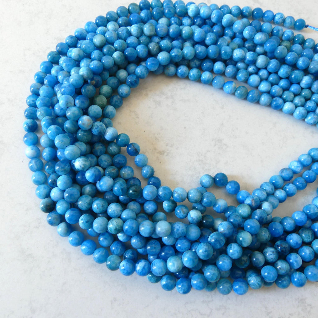 6mm Light Blue Apatite Smooth Beads 15" Genuine Rare Apatite Beads Gemstone Beads Beading Crafter Gift