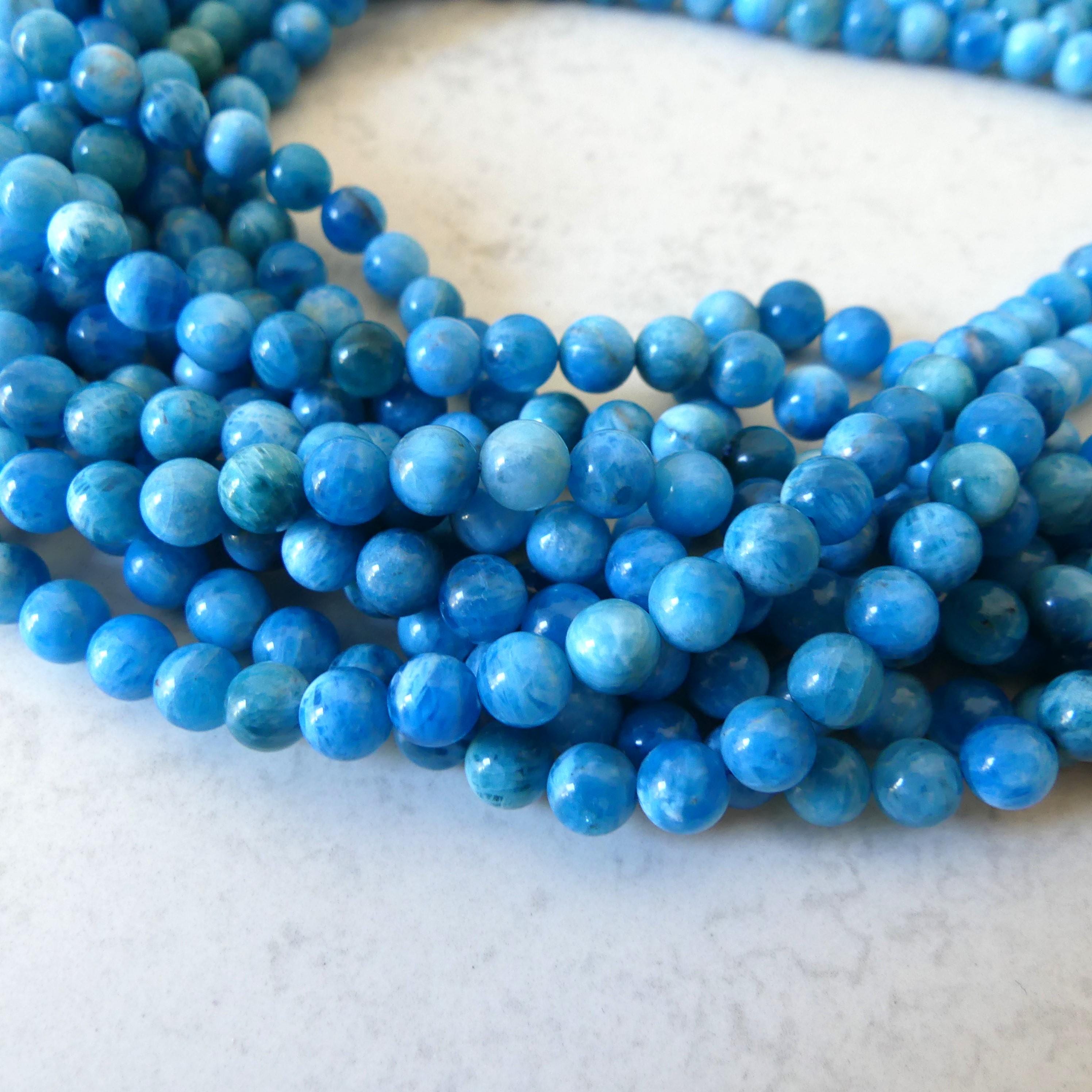 6mm Light Blue Apatite Smooth Beads 15" Genuine Rare Apatite Beads Gemstone Beads Beading Crafter Gift