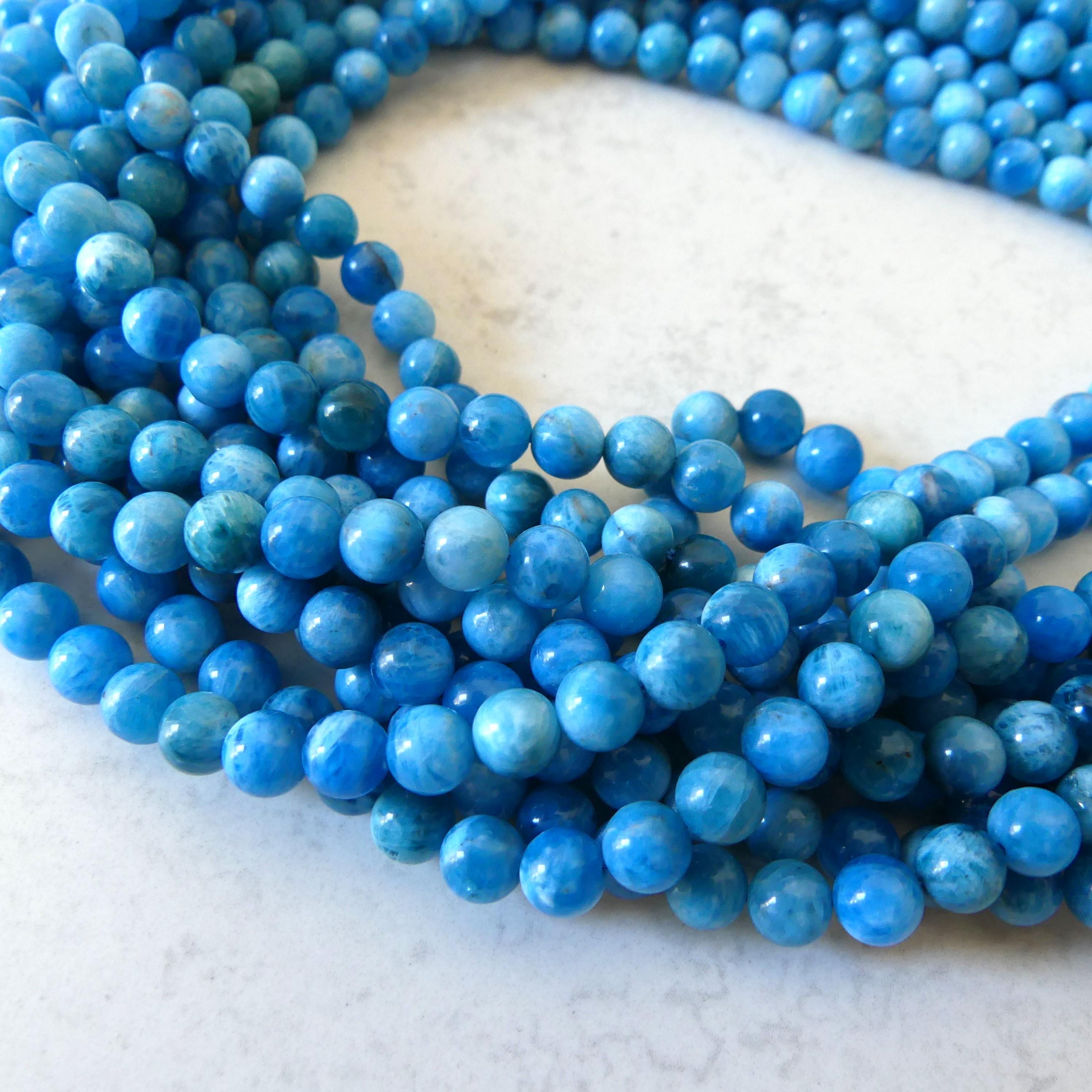 6mm Light Blue Apatite Smooth Beads 15" Genuine Rare Apatite Beads Gemstone Beads Beading Crafter Gift