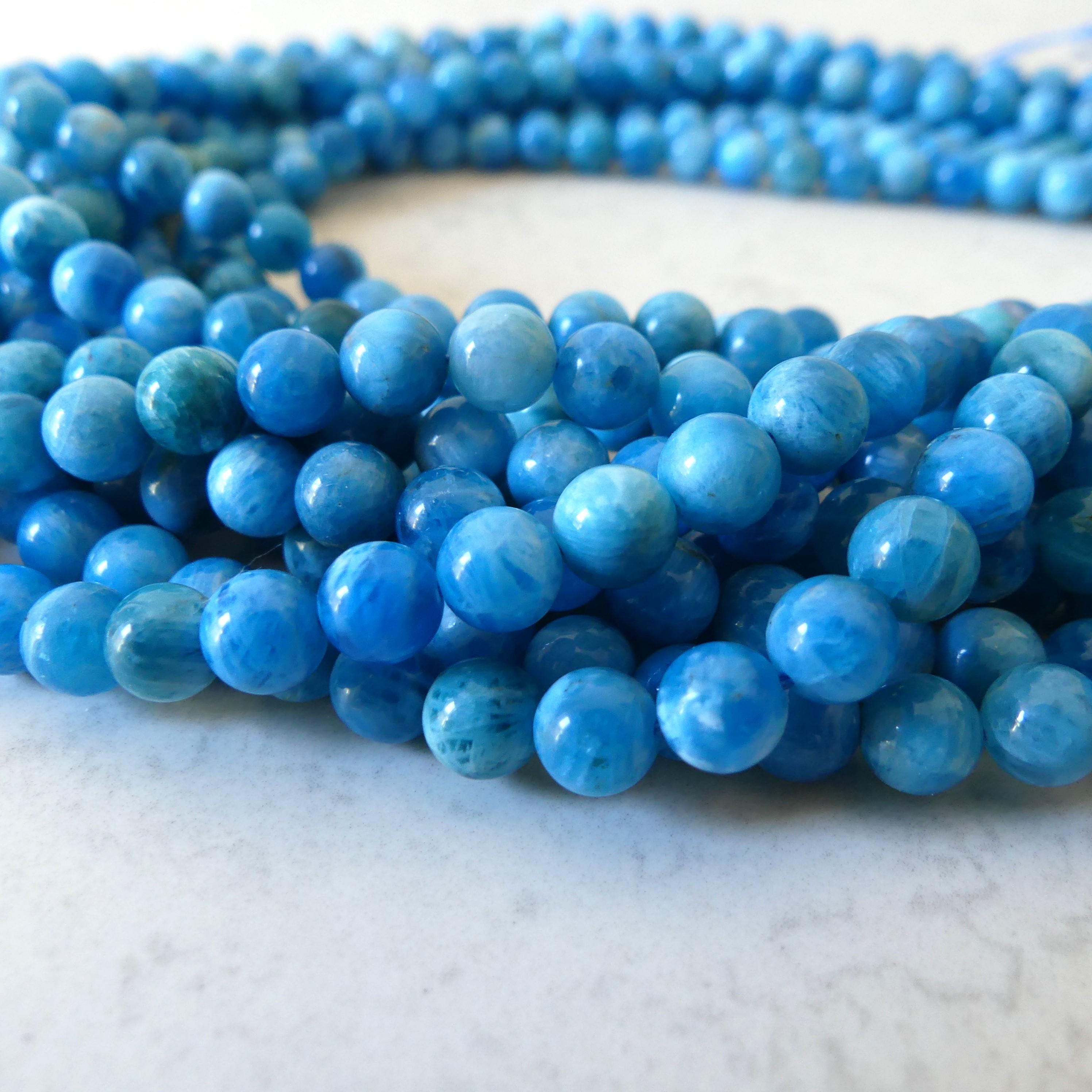 6mm Light Blue Apatite Smooth Beads 15" Genuine Rare Apatite Beads Gemstone Beads Beading Crafter Gift
