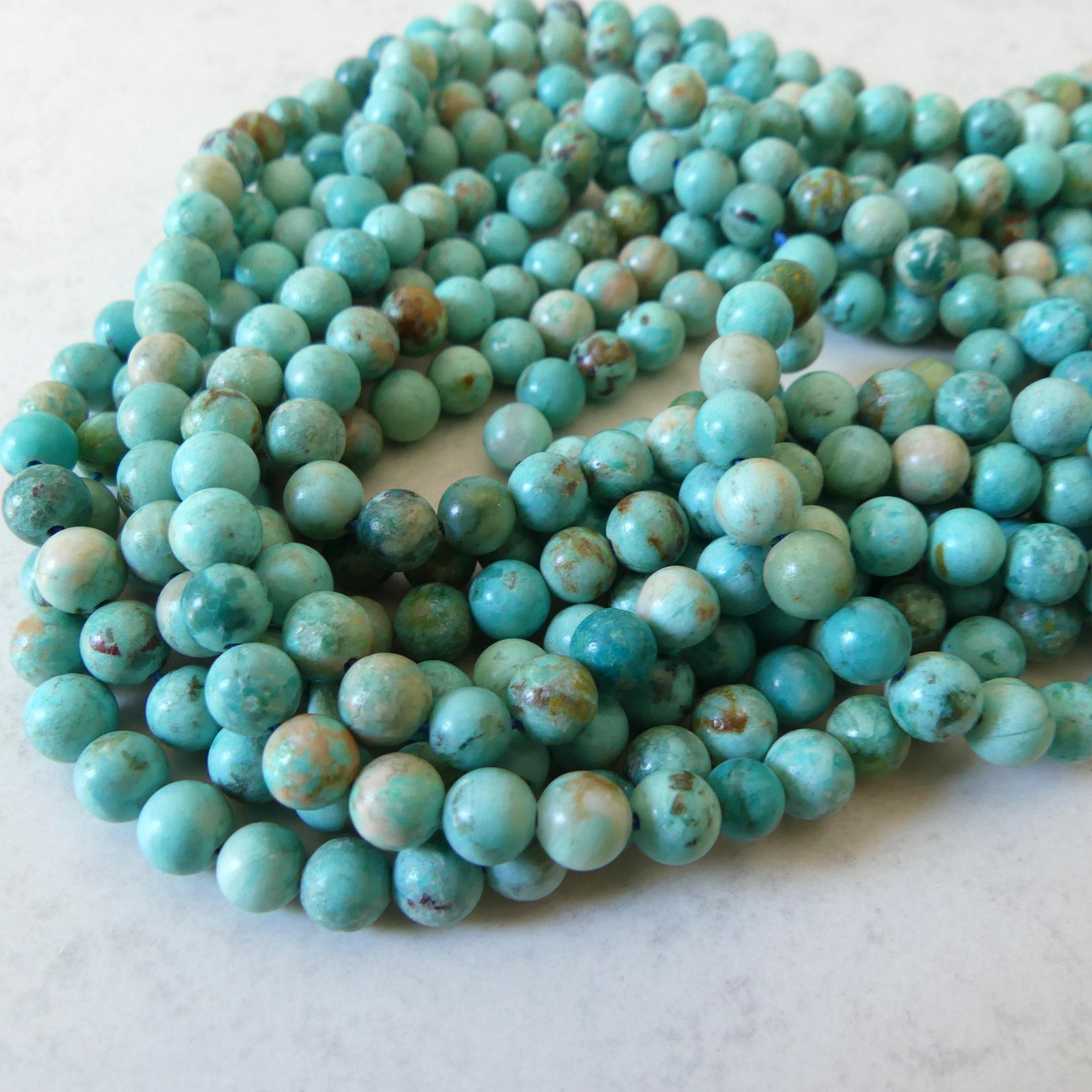 6.5mm Peruvian Turquoise Smooth Beads 15" Genuine Peru Turquoise Beads Gemstone Beads Beading Crafter Gift