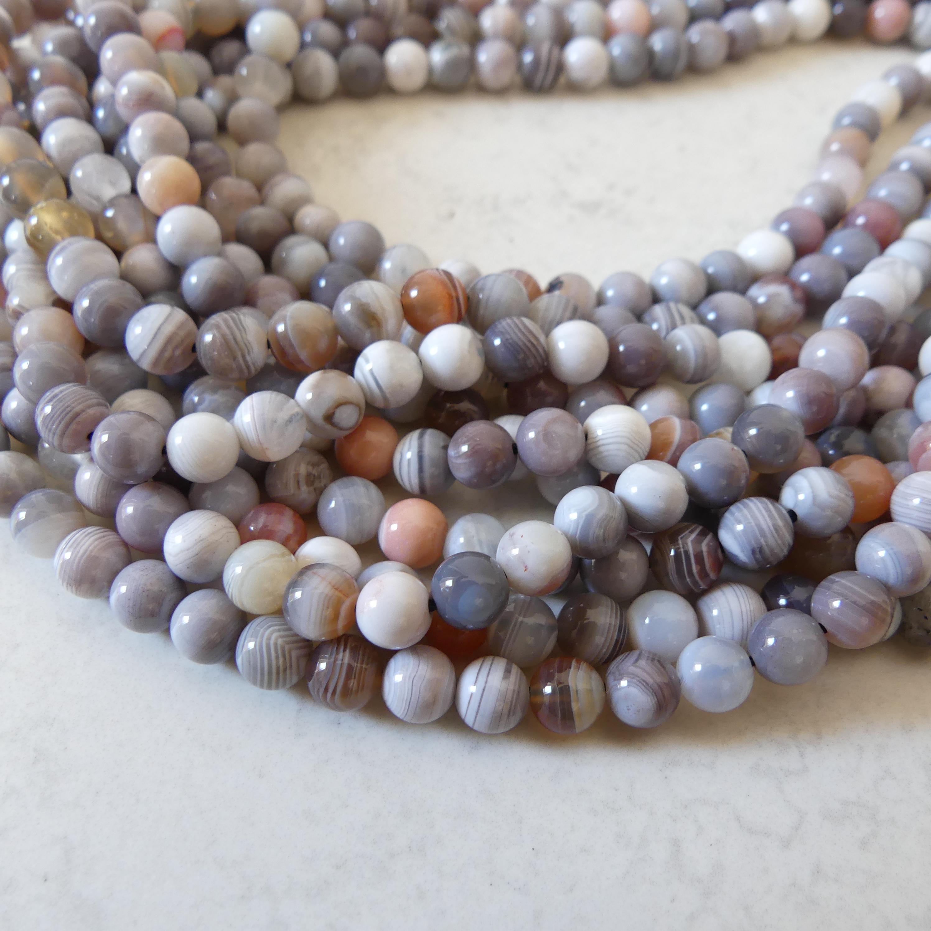 6mm AAA Botswana Agate Smooth Beads Genuine Rare Agate Beads 15" Gemstone Beads for Jewelry Making Gift for crafter