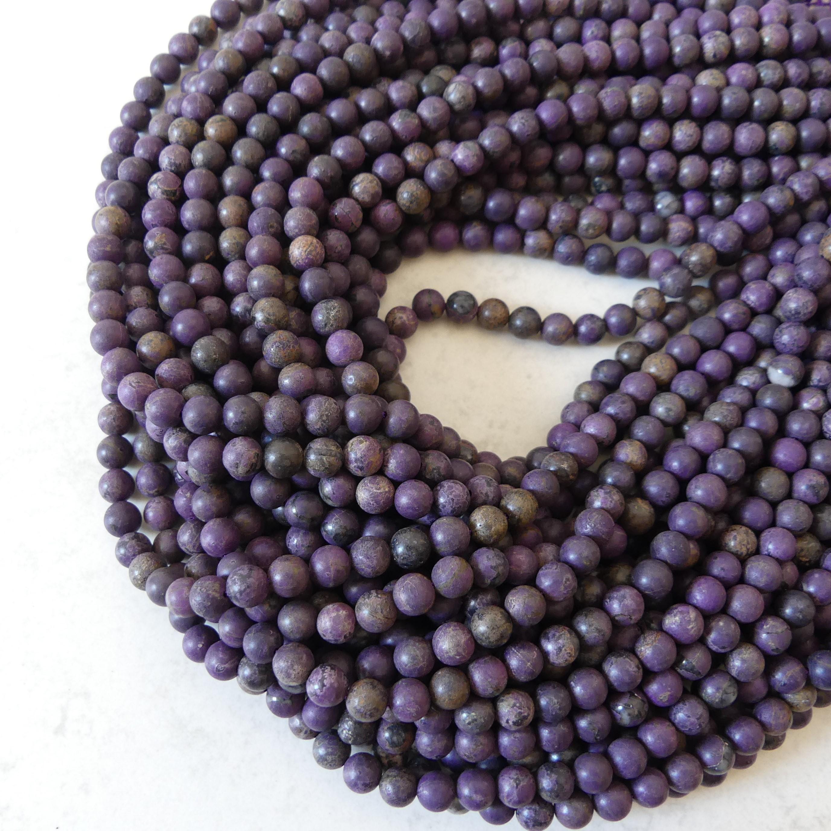 6mm Natural Purpurite Beads 15" Purple Matte Purpurite Genuine Gemstone Beads Natural Jade for Jewelry Making Beading Craft Gift Beads