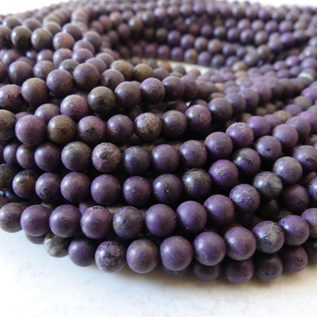 6mm Natural Purpurite Beads 15" Purple Matte Purpurite Genuine Gemstone Beads Natural Jade for Jewelry Making Beading Craft Gift Beads