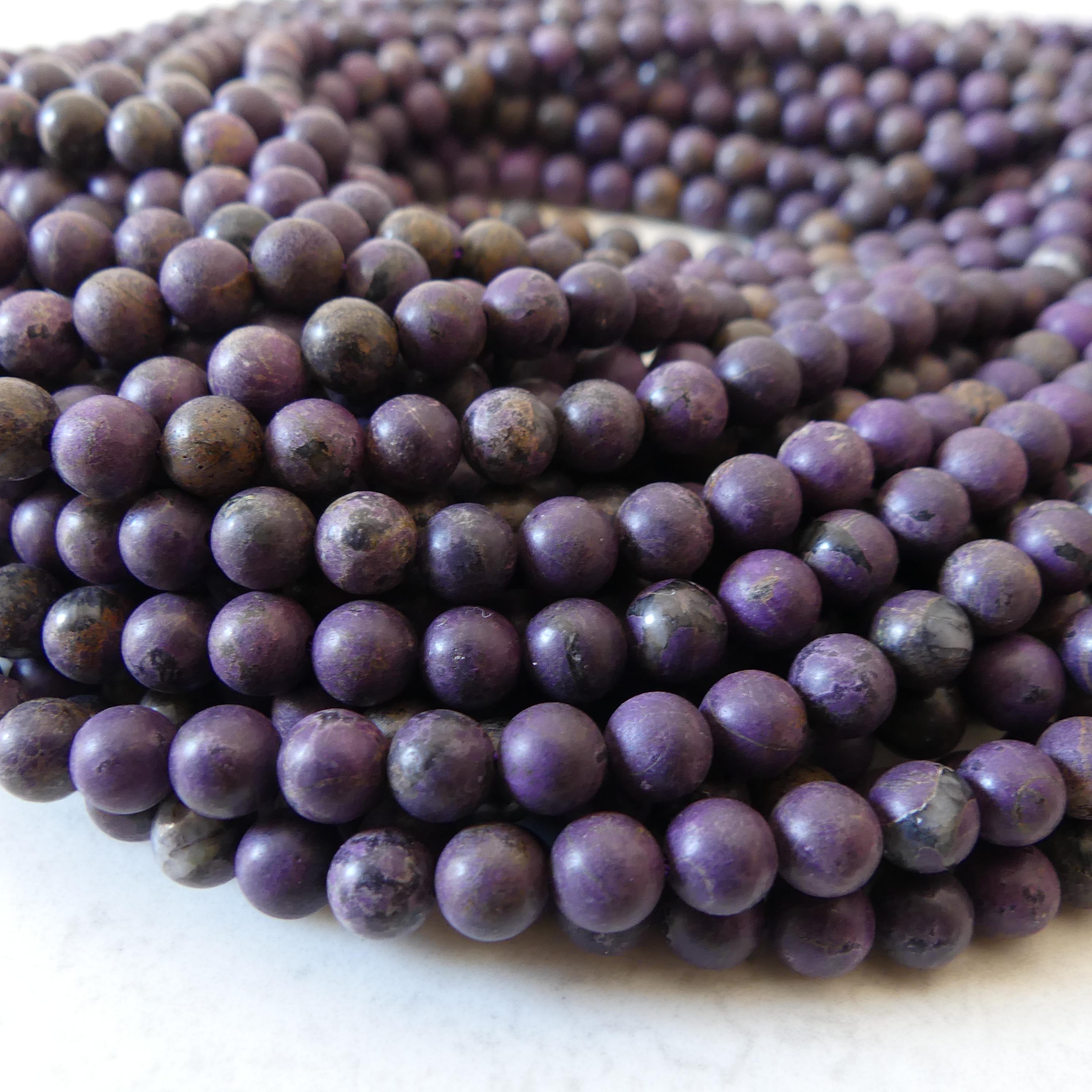 6mm Natural Purpurite Beads 15" Purple Matte Purpurite Genuine Gemstone Beads Natural Jade for Jewelry Making Beading Craft Gift Beads