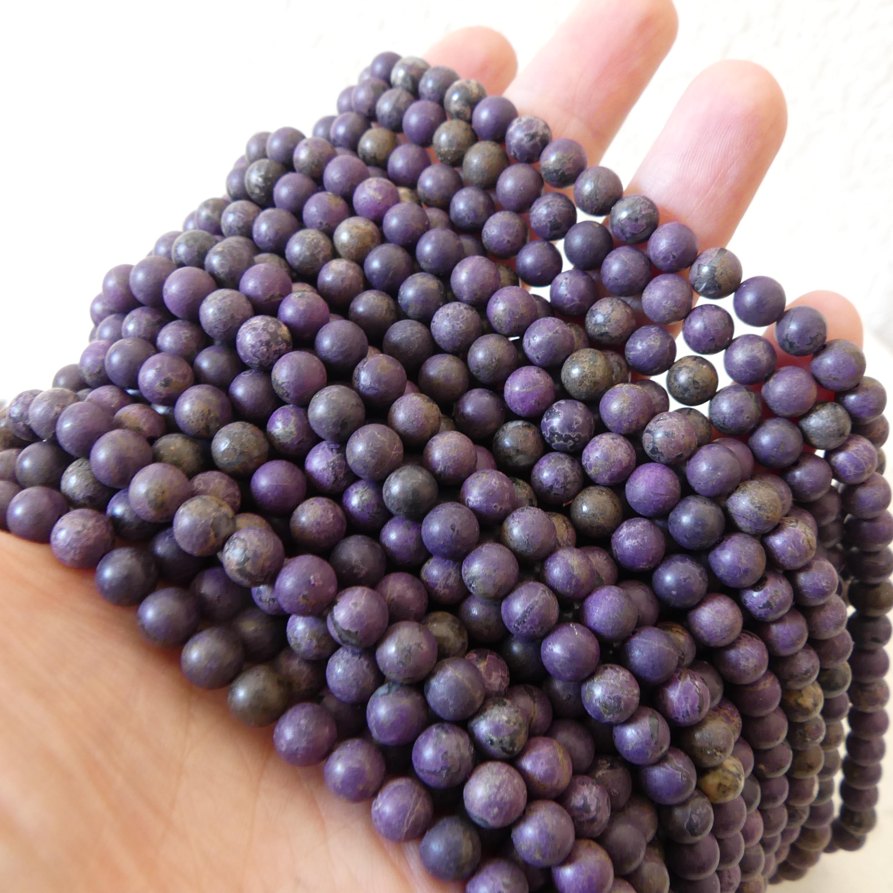 6mm Natural Purpurite Beads 15" Purple Matte Purpurite Genuine Gemstone Beads Natural Jade for Jewelry Making Beading Craft Gift Beads