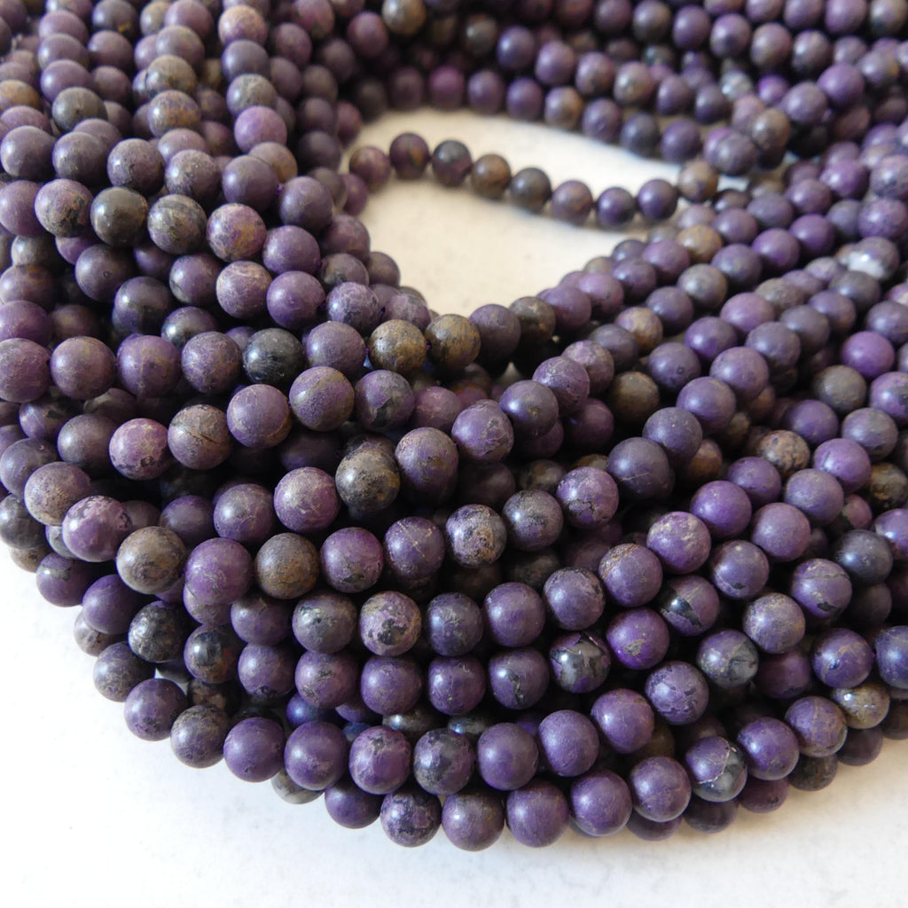 6mm Natural Purpurite Beads 15" Purple Matte Purpurite Genuine Gemstone Beads Natural Jade for Jewelry Making Beading Craft Gift Beads