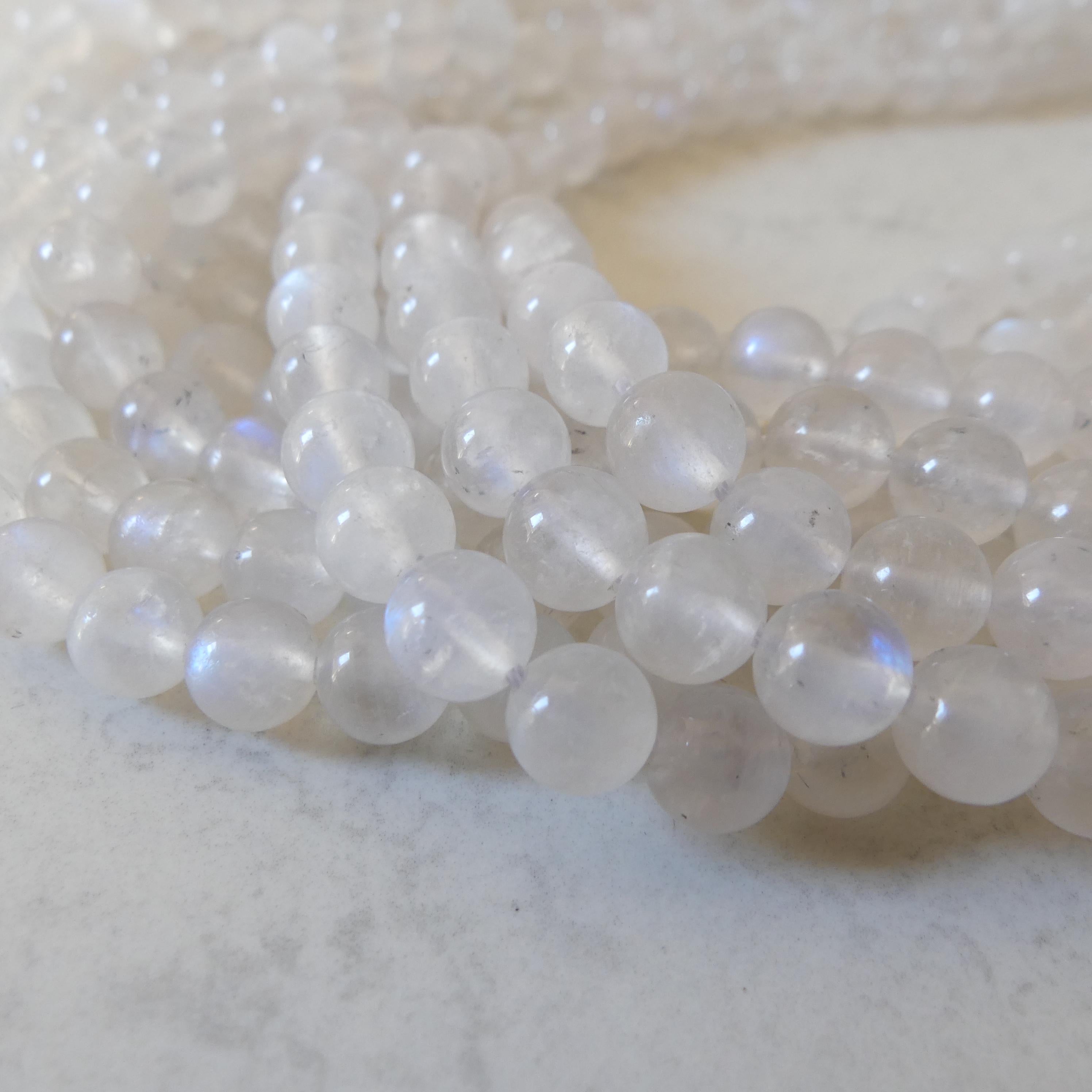 7.5mm Rainbow Moonstone Beads 15" Smooth Moonstone Blue Flash Gemstone Beads Beading Crafter Gift June Birthstone DIY Jewelry