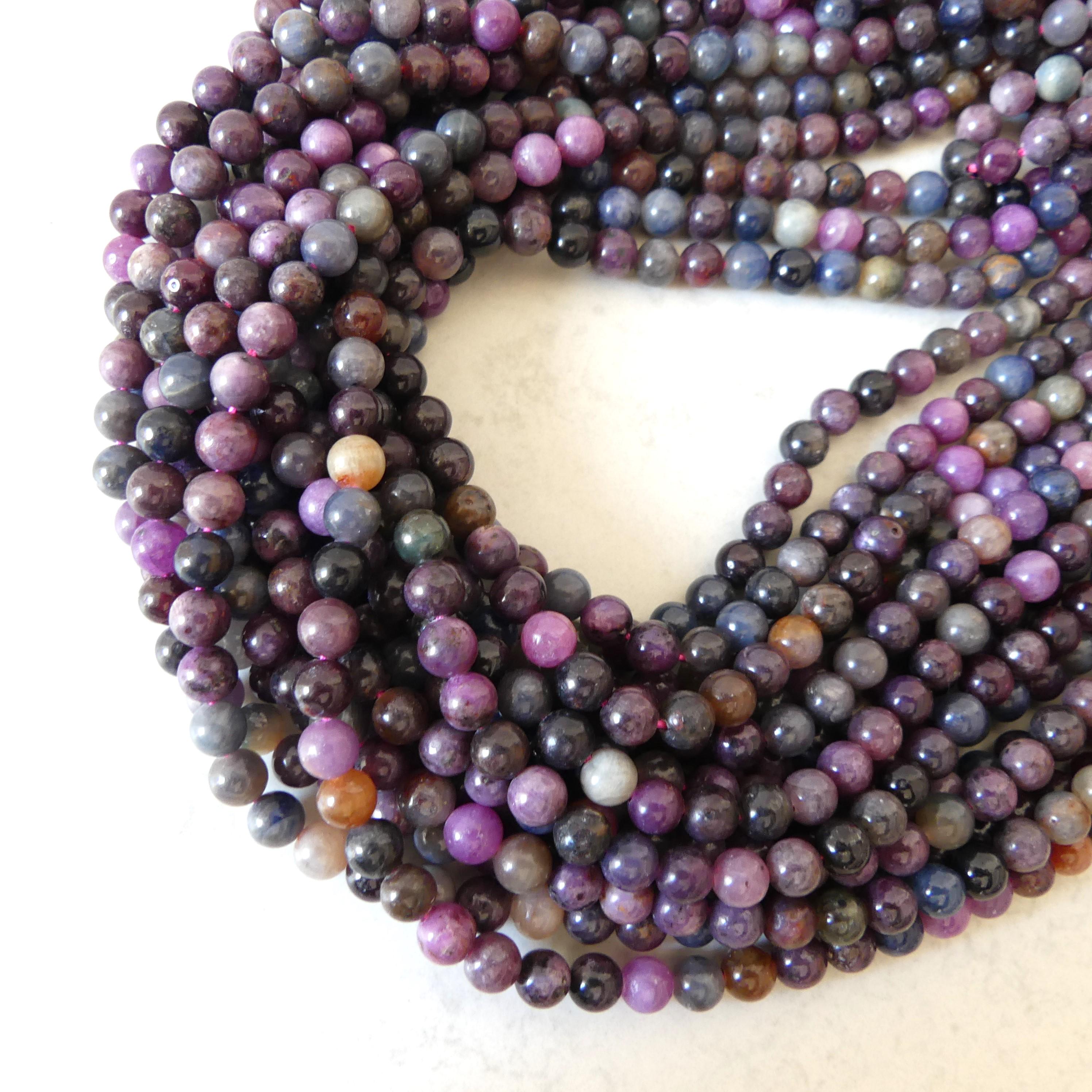 6mm Ruby and Sapphire Smooth Beads 15" Genuine Natural Gemstone Beads for Jewelry Making September Birthstone July Beading Gift Crafter