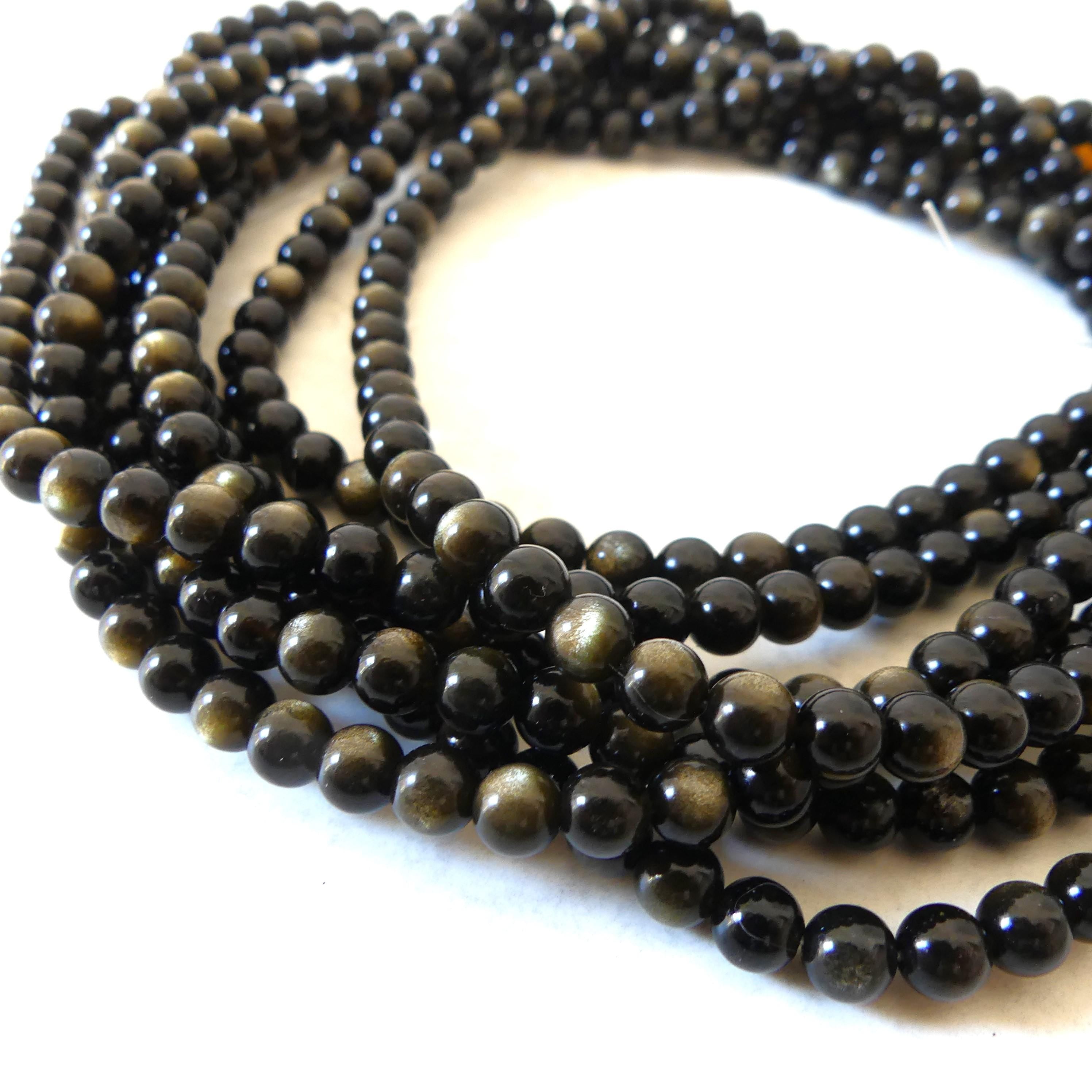 6mm Golden Obsidian Smooth Beads 15" Gold Obsidian Genuine Beads Gemstone Beads Beading Crafter Gift