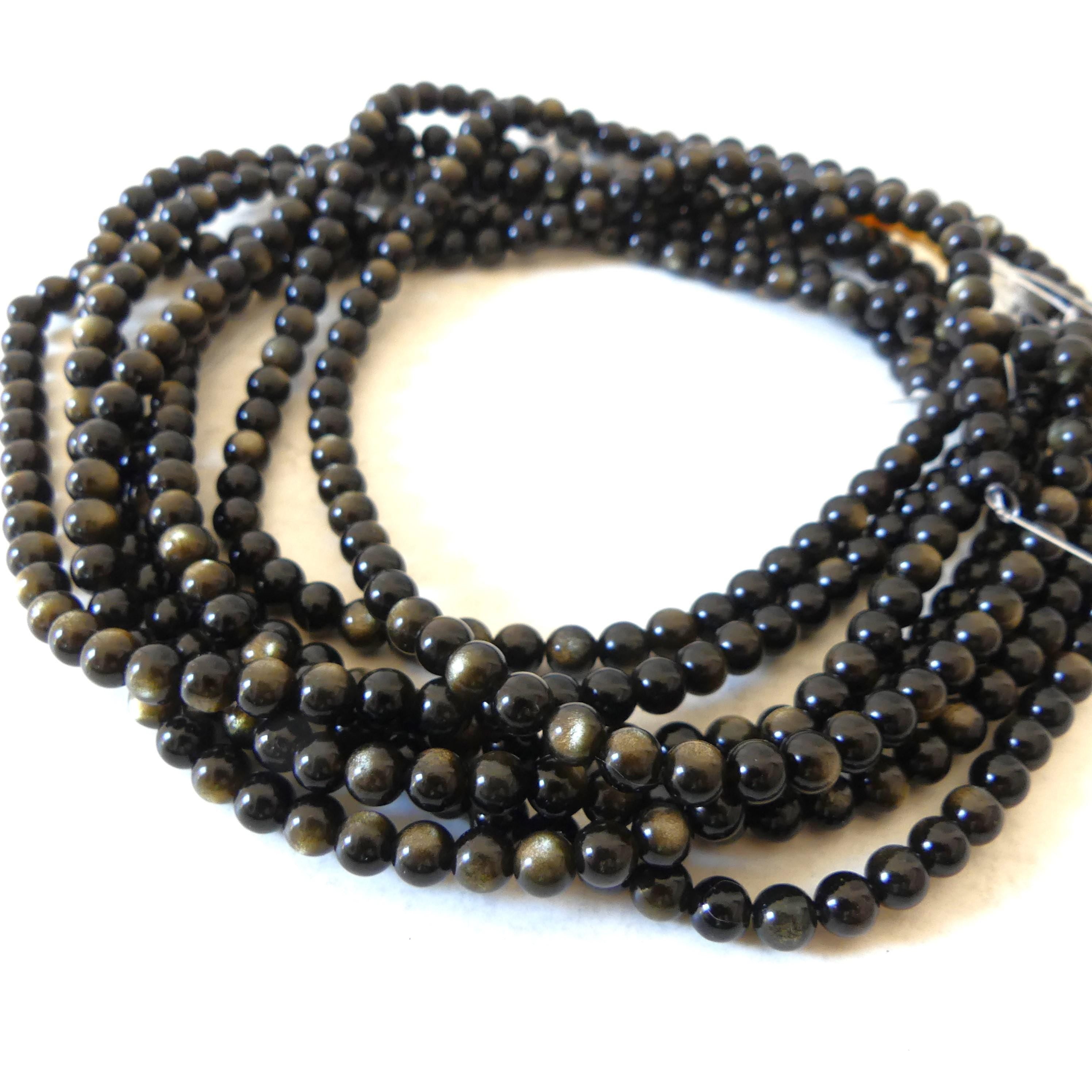 6mm Golden Obsidian Smooth Beads 15" Gold Obsidian Genuine Beads Gemstone Beads Beading Crafter Gift