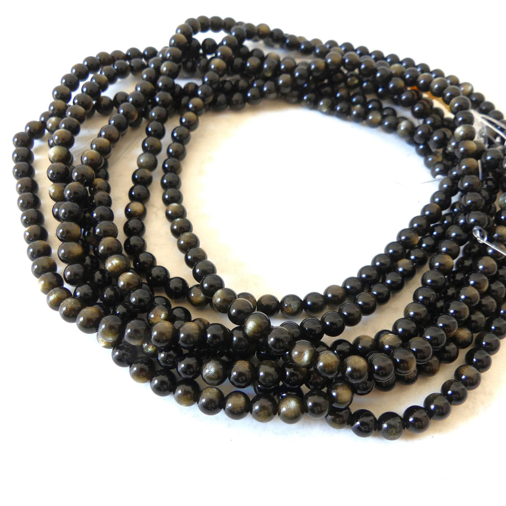 6mm Golden Obsidian Smooth Beads 15" Gold Obsidian Genuine Beads Gemstone Beads Beading Crafter Gift