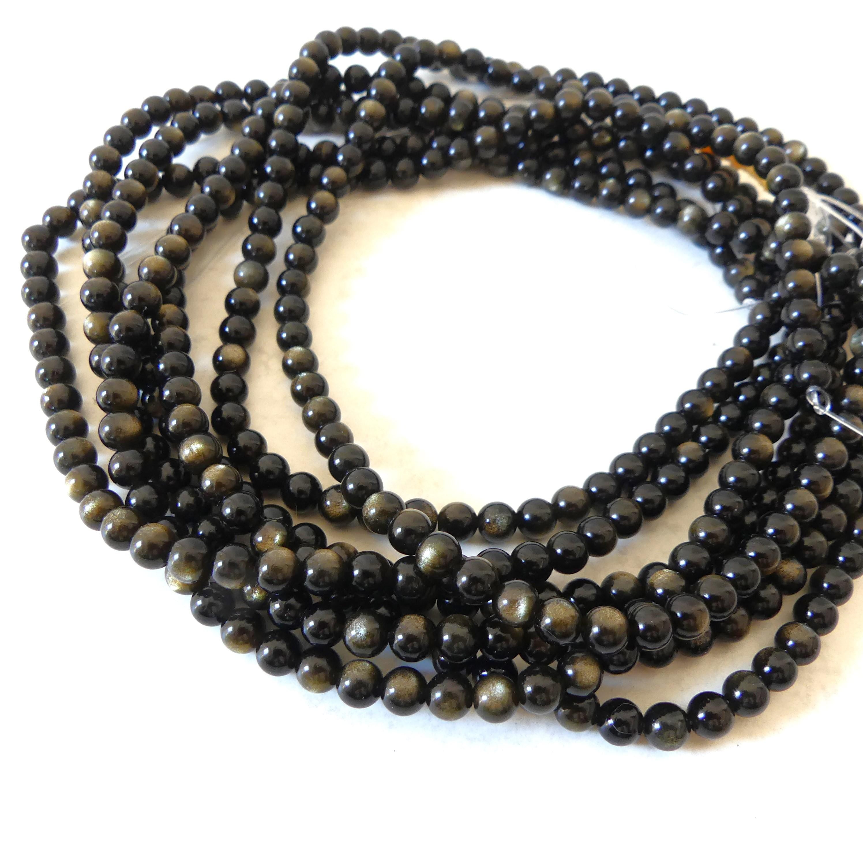 6mm Golden Obsidian Smooth Beads 15" Gold Obsidian Genuine Beads Gemstone Beads Beading Crafter Gift