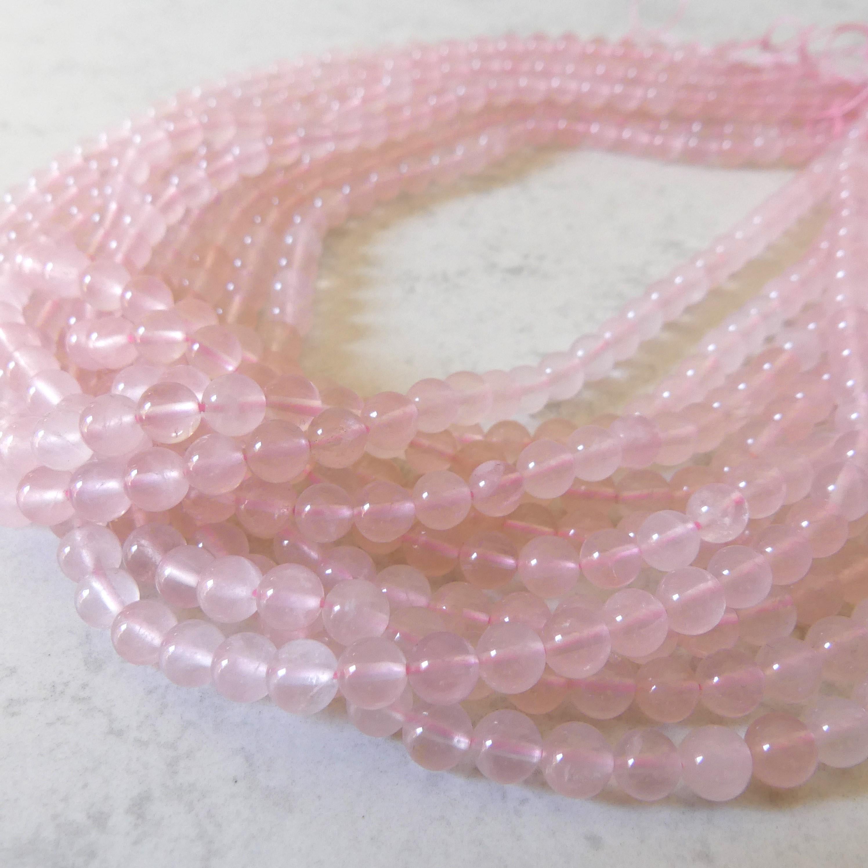 6mm Rose Quartz Smooth Beads 15" Pale Pink Genuine Gemstone Beads for Jewelry Making Beading Craft Gift Beads