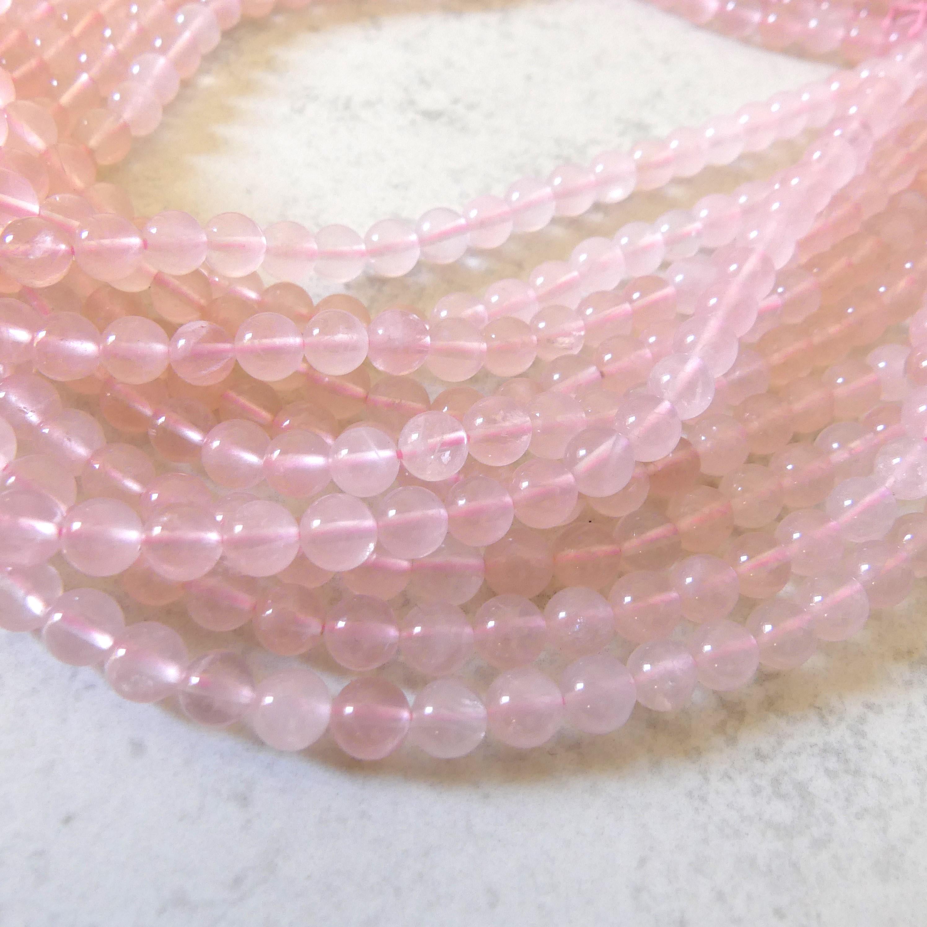 6mm Rose Quartz Smooth Beads 15" Pale Pink Genuine Gemstone Beads for Jewelry Making Beading Craft Gift Beads