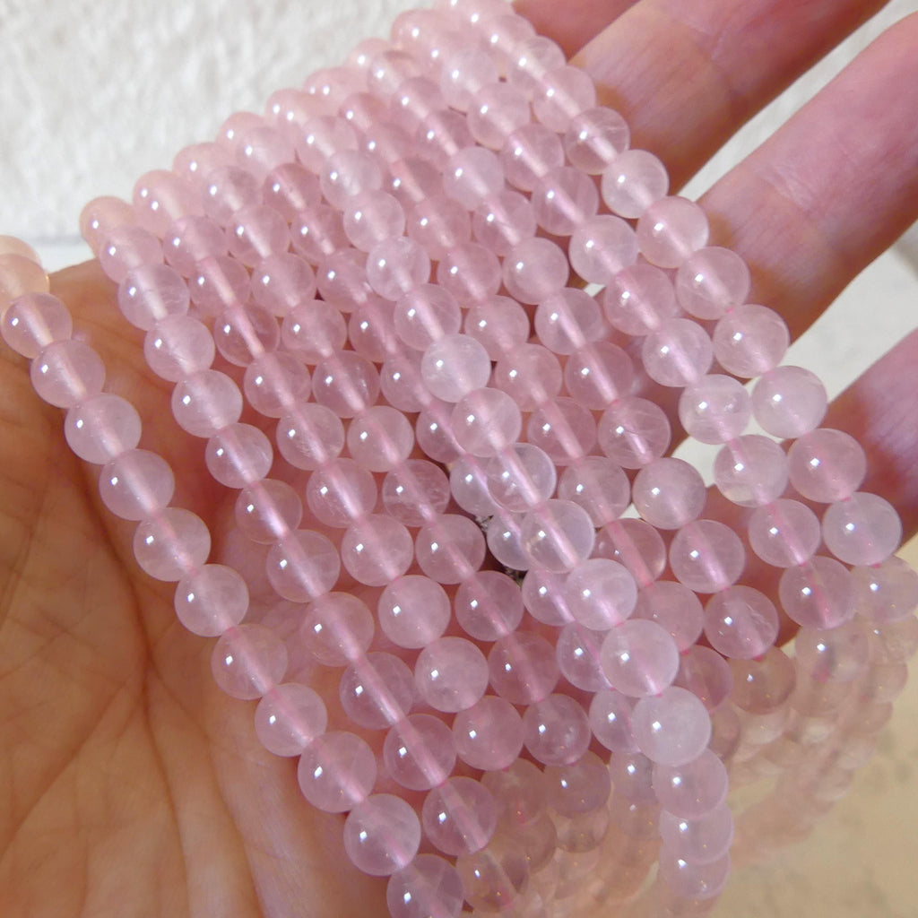 6mm Rose Quartz Smooth Beads 15" Pale Pink Genuine Gemstone Beads for Jewelry Making Beading Craft Gift Beads