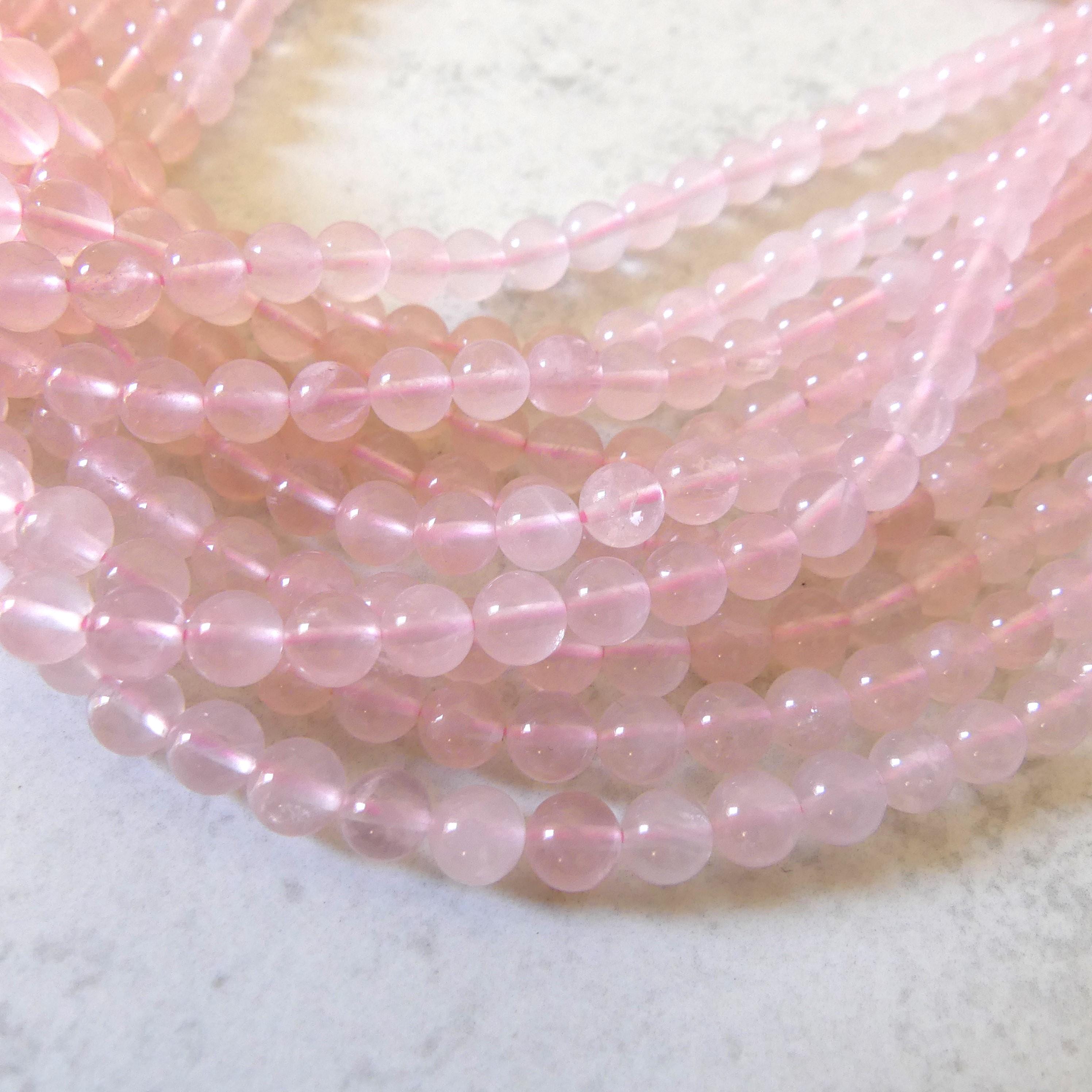 6mm Rose Quartz Smooth Beads 15" Pale Pink Genuine Gemstone Beads for Jewelry Making Beading Craft Gift Beads