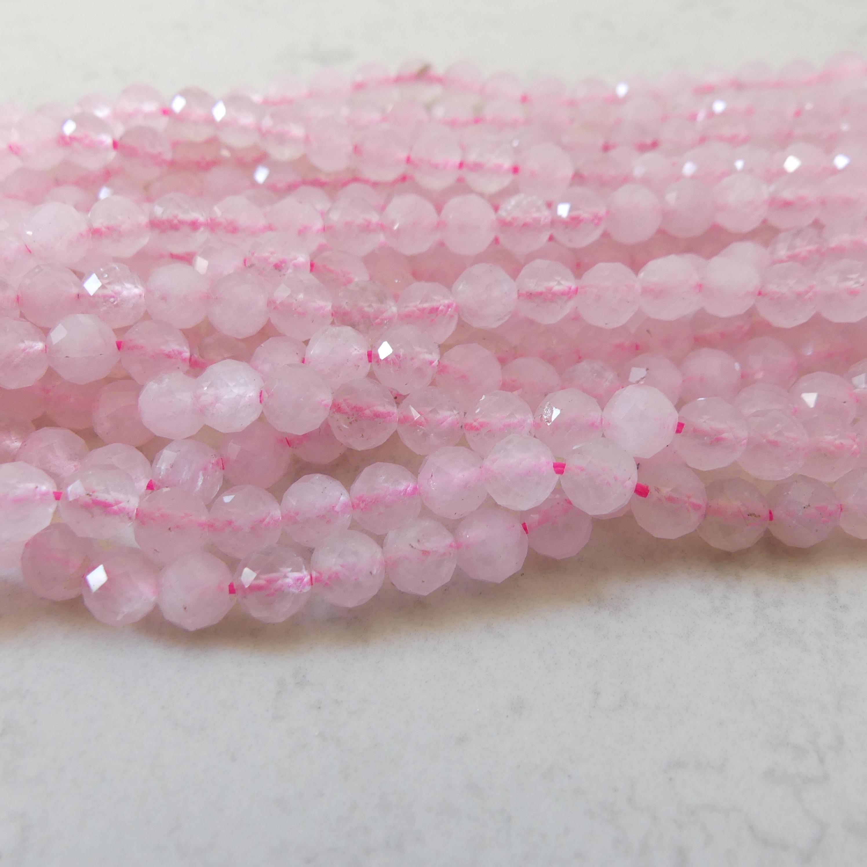 6mm Rose Quartz Faceted Beads 7.5" Half Strand Pale Pink Genuine Gemstone Beads for Jewelry Making Beading Craft Gift Beads