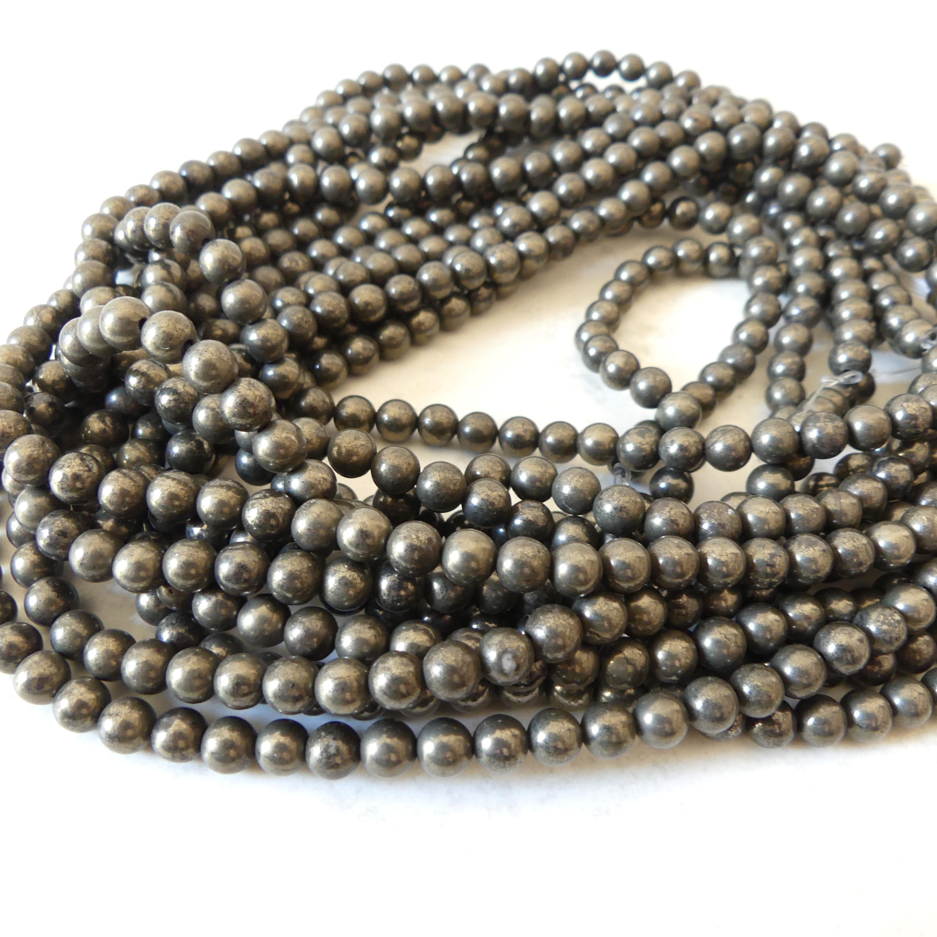 6mm Natural Pyrite Beads Genuine Pyrite Beads 15" Gemstone Beads for Jewelry Making