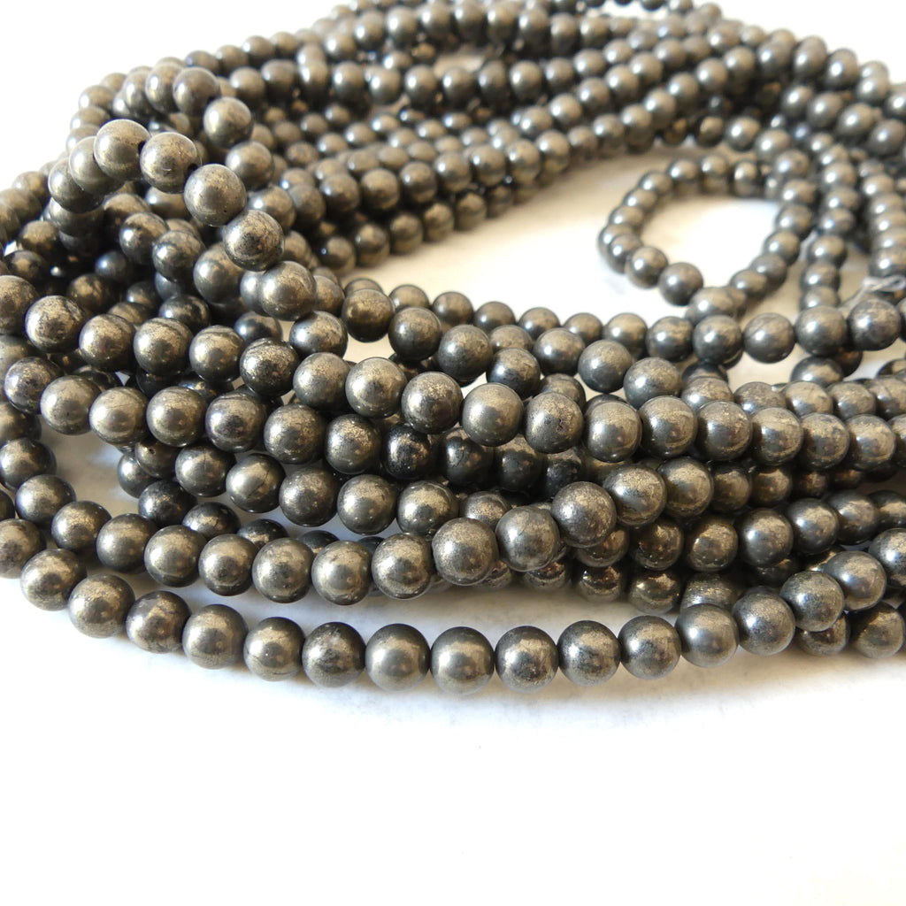 6mm Natural Pyrite Beads Genuine Pyrite Beads 15" Gemstone Beads for Jewelry Making