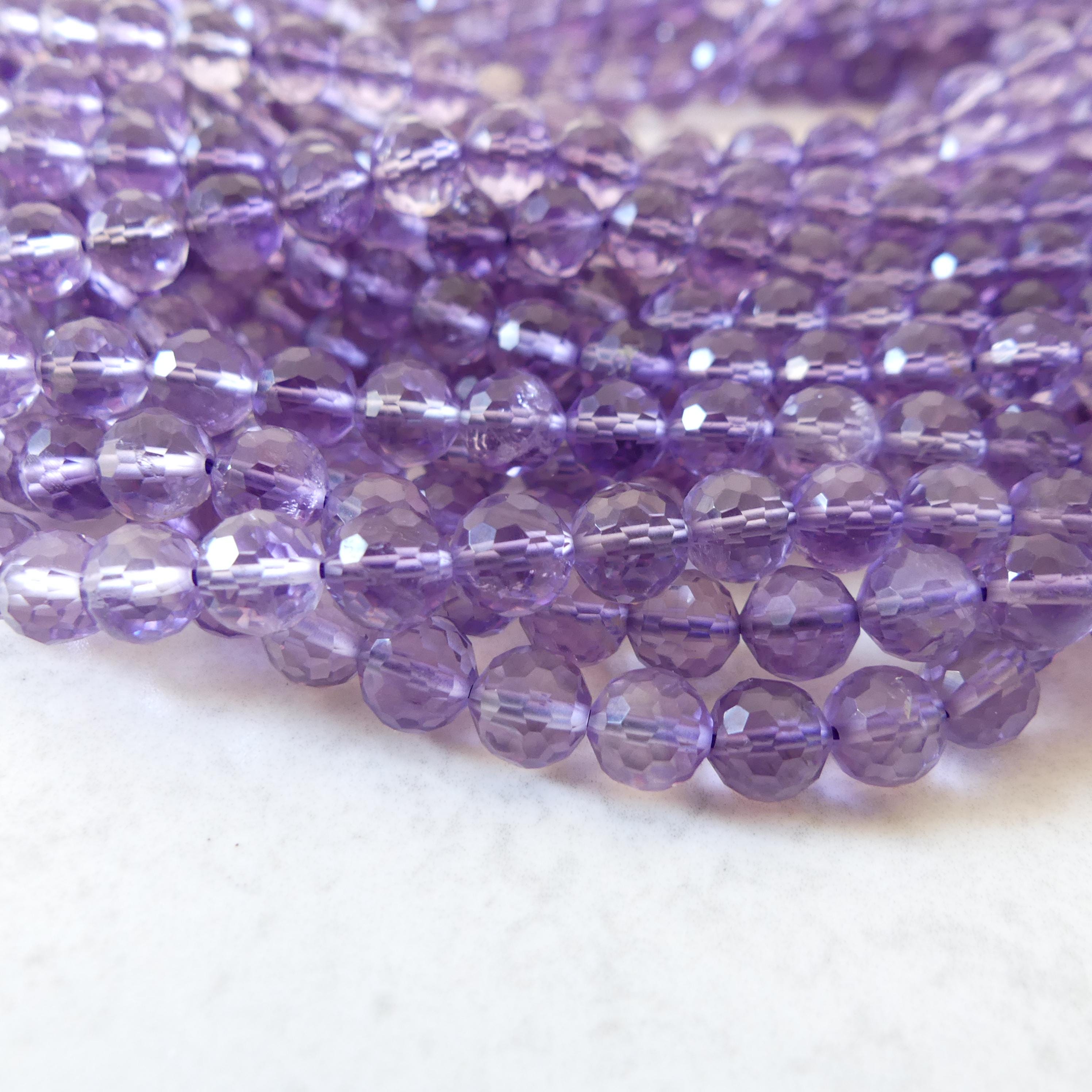 6mm AAA Amethyst Faceted Beads 15" Purple Natural Amethyst Gemstone Beads Beading Crafter Gift February Birthstone