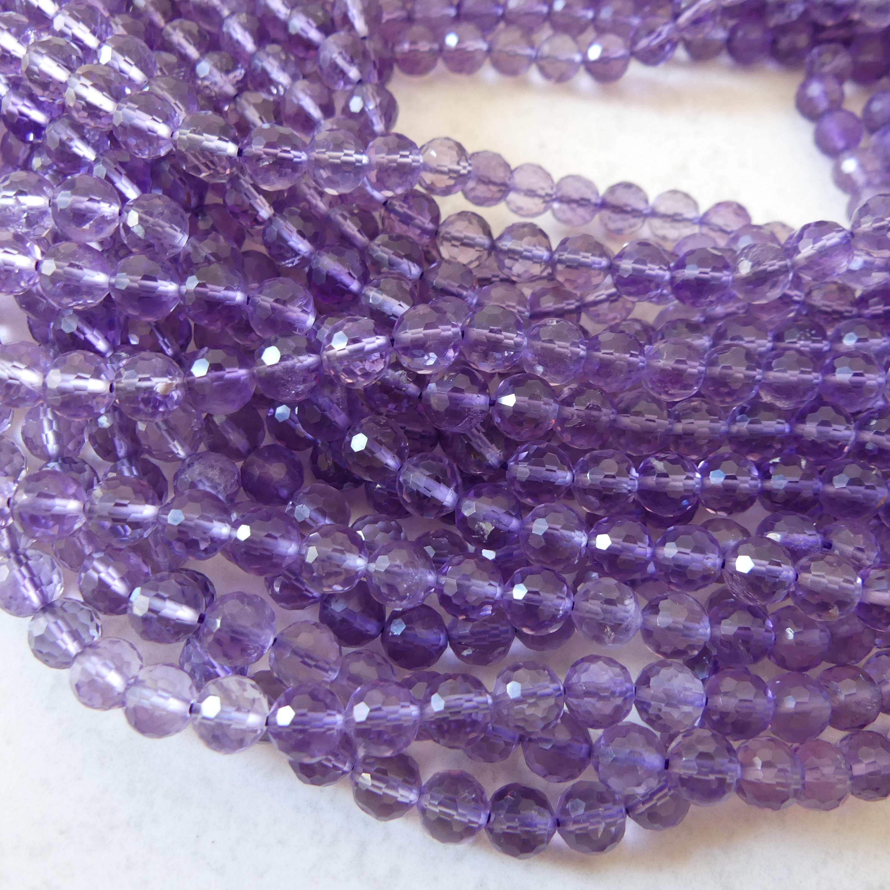 6mm AAA Amethyst Faceted Beads 15" Purple Natural Amethyst Gemstone Beads Beading Crafter Gift February Birthstone
