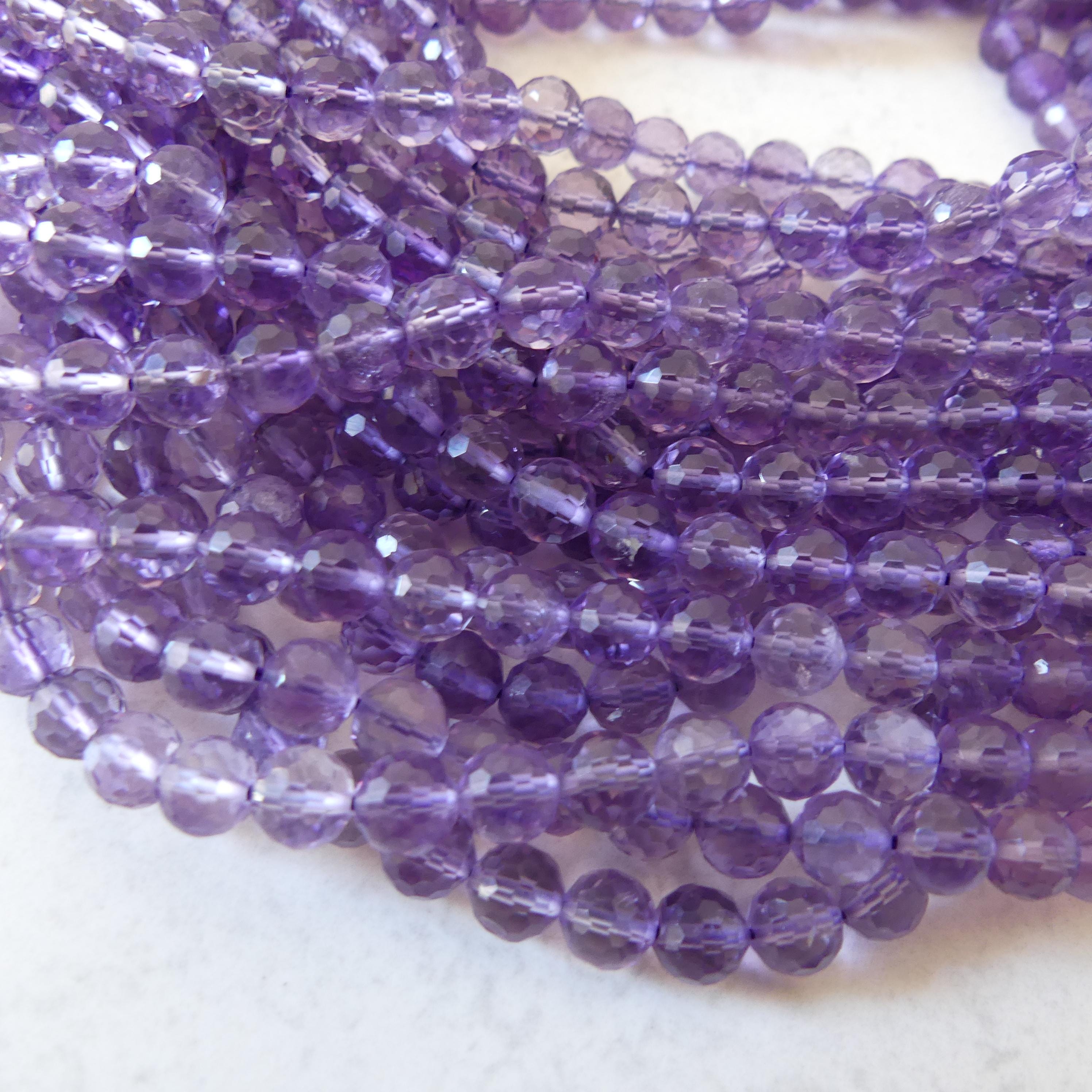 6mm AAA Amethyst Faceted Beads 15" Purple Natural Amethyst Gemstone Beads Beading Crafter Gift February Birthstone