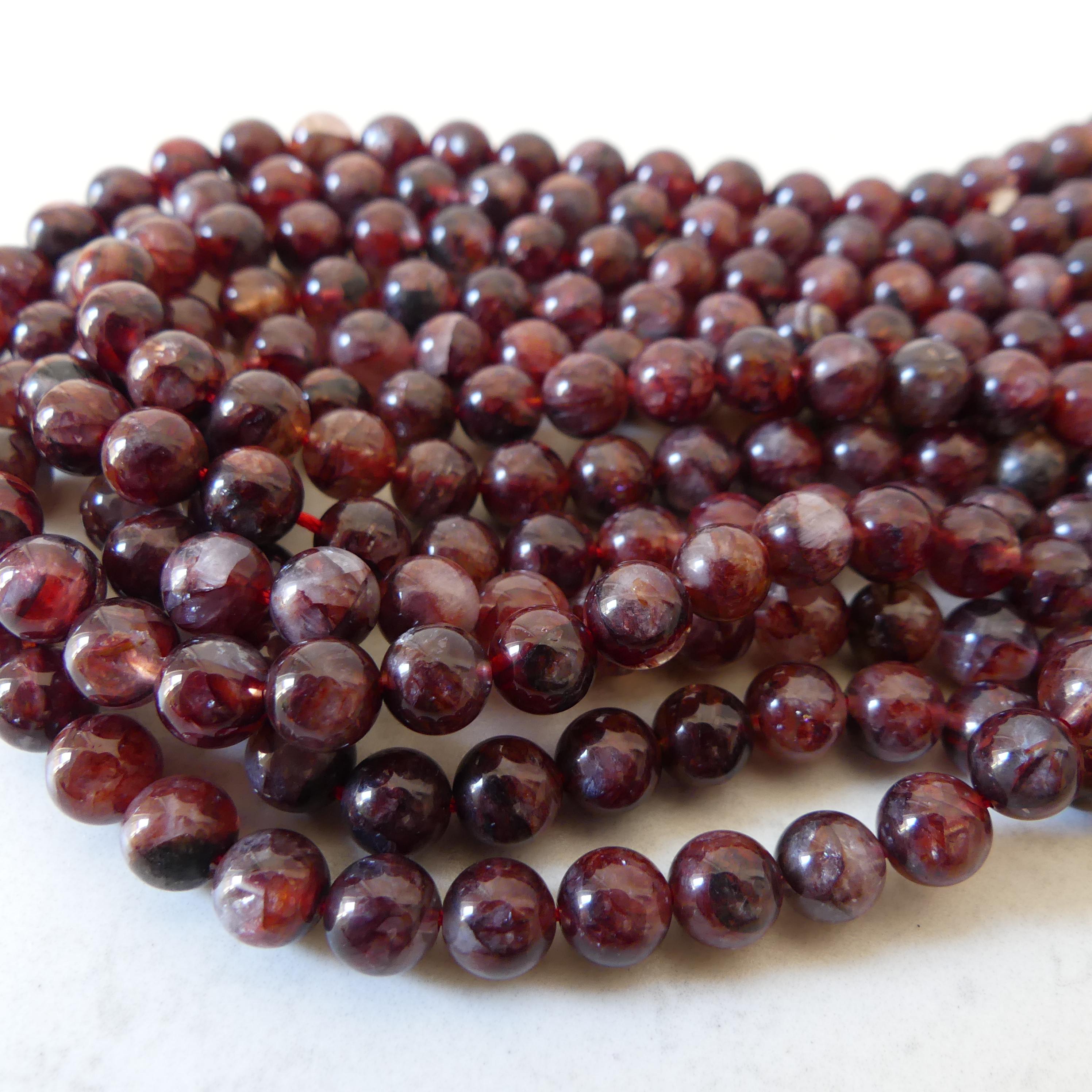 6.5mm Red Hematoid Quzrtz Smooth Beads 15" Genuine Quartz Beads Gemstone Beads Beading Crafter Gift
